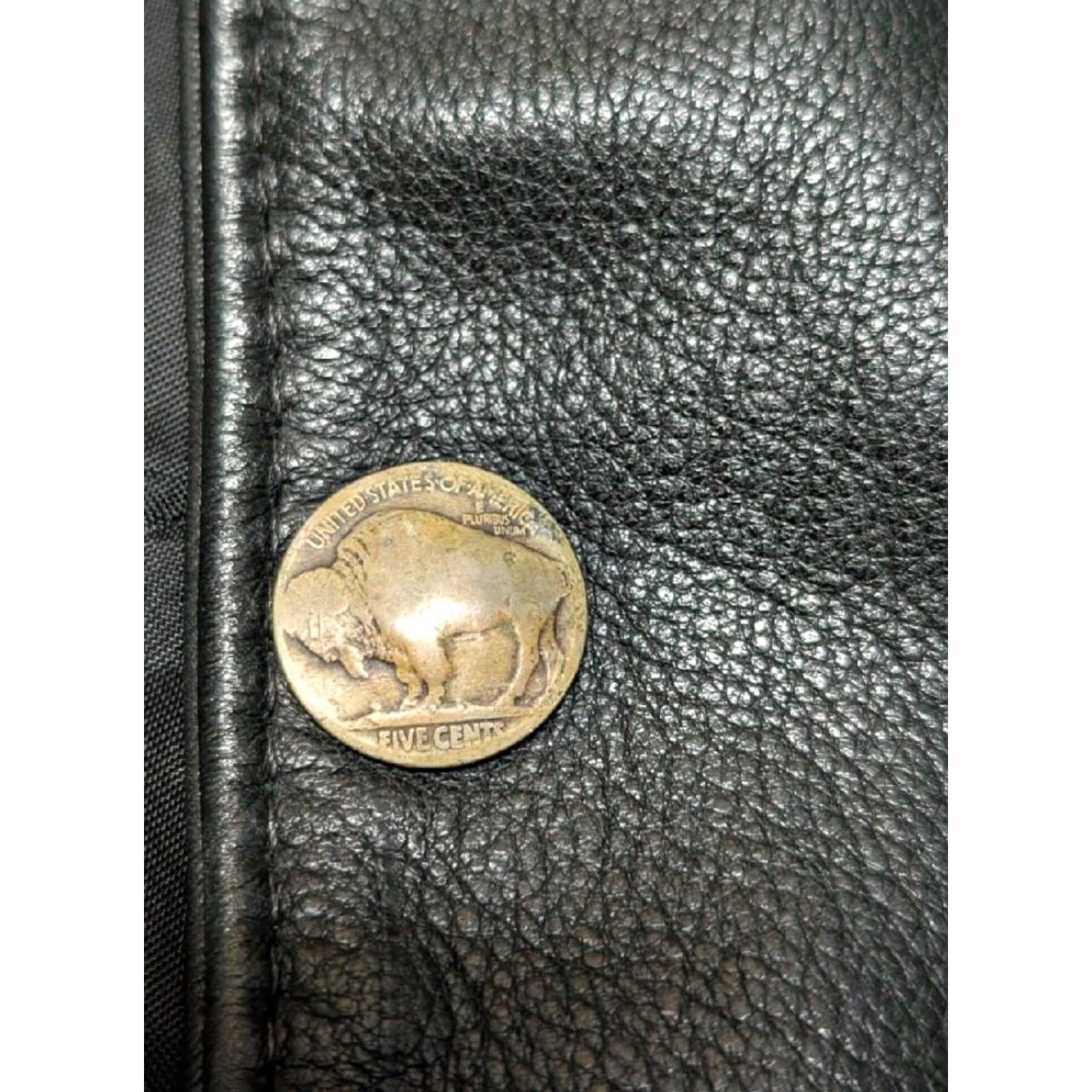Vintage VINTAGE Buffalo Nickel Leather Vest 5XL USA Made Leather Vest - Walter Dyer - Mens Gear - Black Western Biker Cowboy Pattern Size US XXL / EU 58 / 5 - 4 Thumbnail