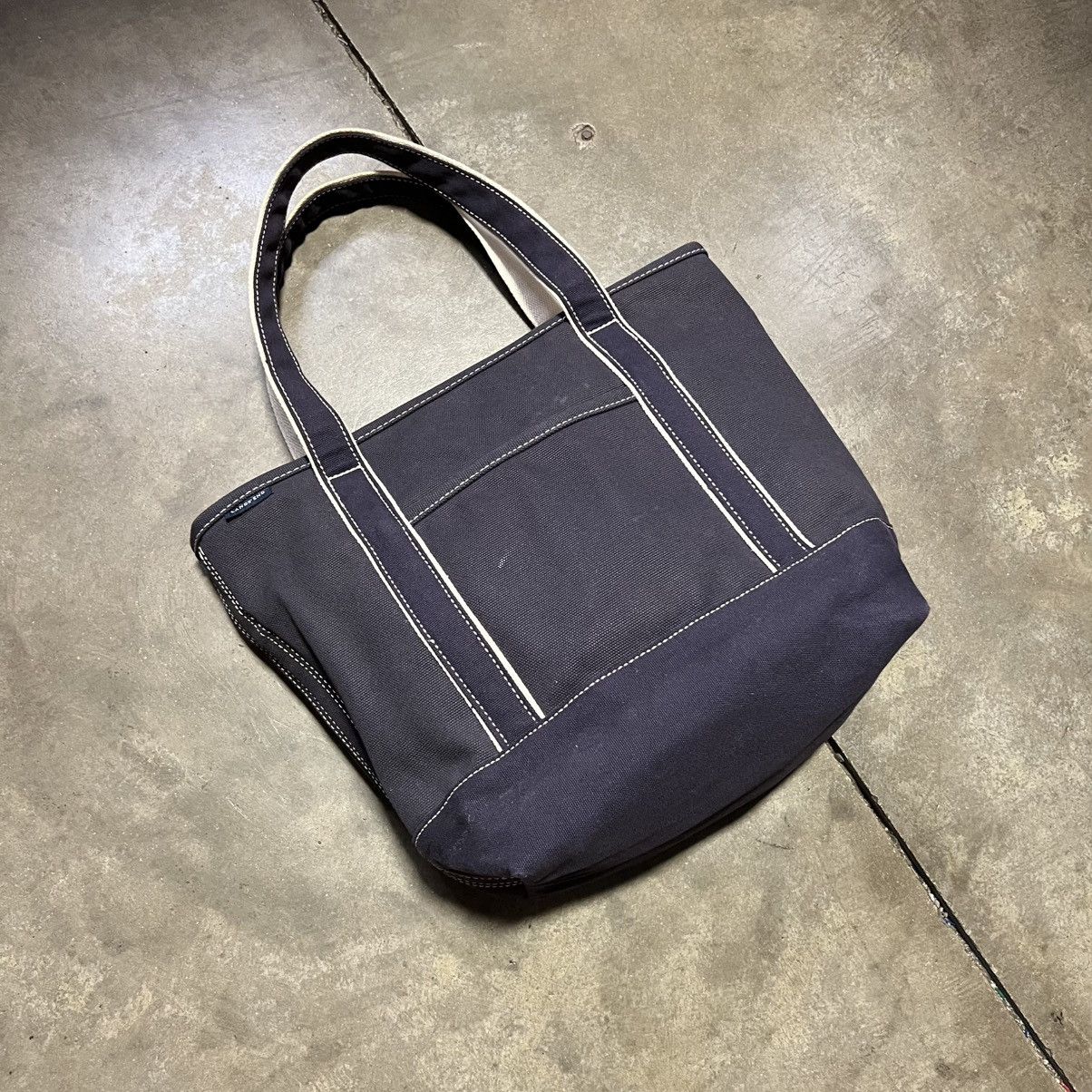 L.L. Bean Vintage Lands End Canvas Boat Tote Bag Dark Navy USA 90s Size ONE SIZE - 2 Thumbnail