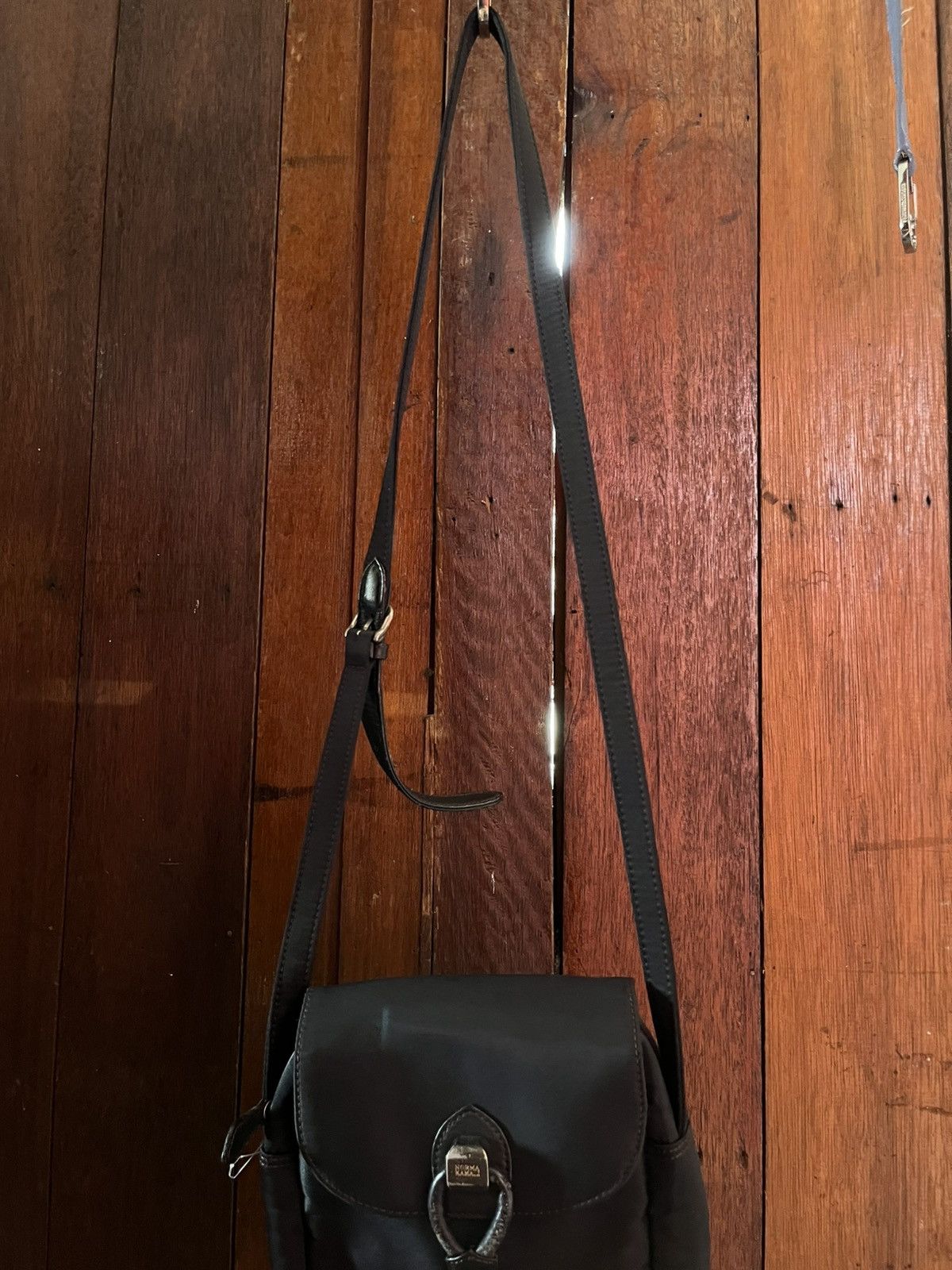Norma Kamali Black Shoulder Bag Nylon Hybrid Leather Size ONE SIZE - 5 Thumbnail