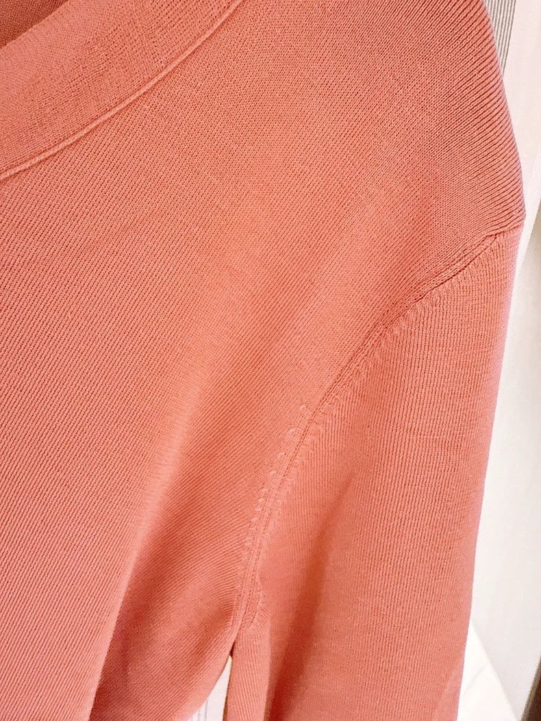 Loro Piana LORO PIANA Orange pink silk knit short sleeves Size L / US 10 / IT 46 - 3 Thumbnail