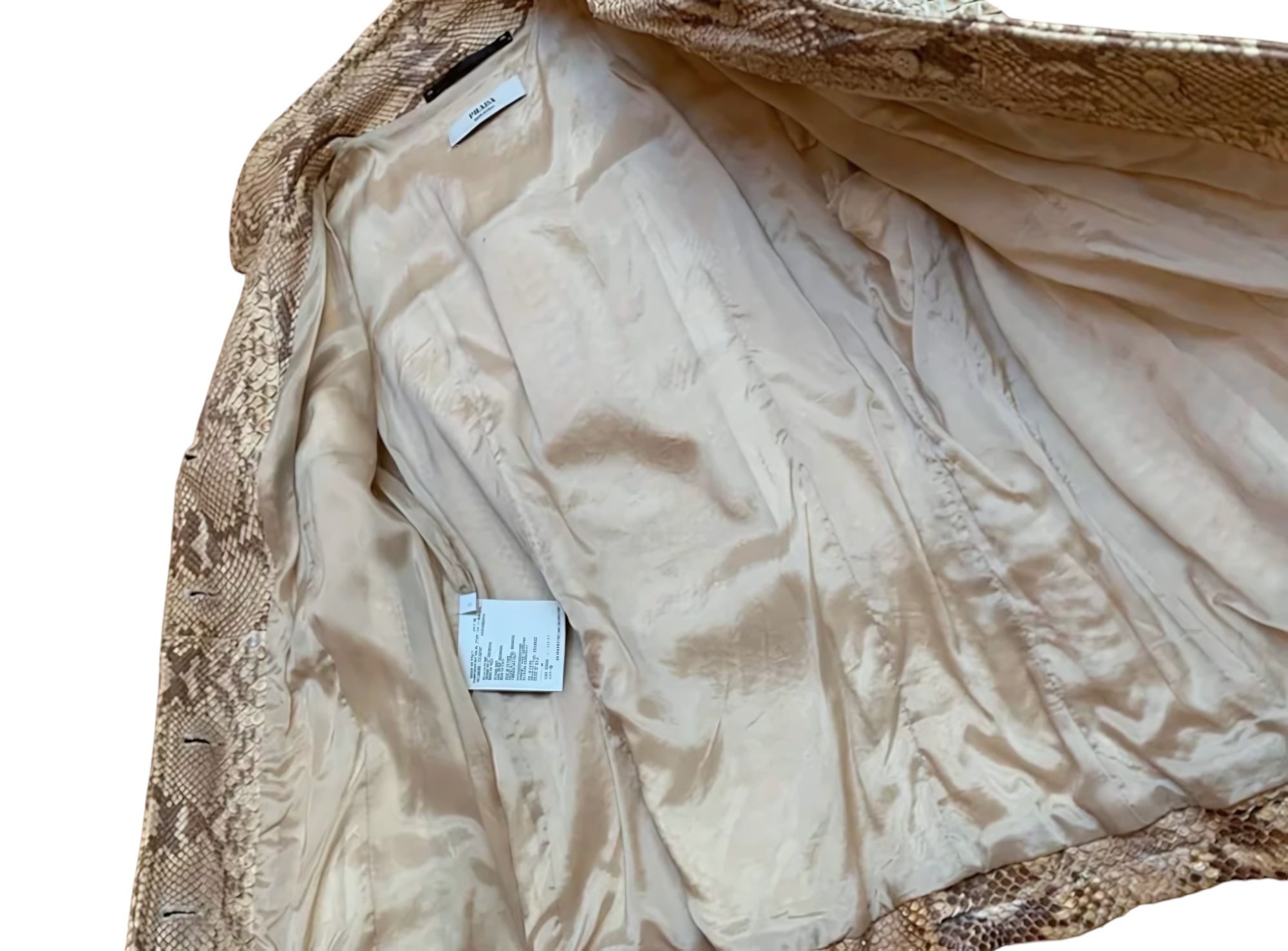 Prada S/S 2004 REAL PYTHON SKIN LEATHER SHORT BELTED JACKET Size L / US 10 / IT 46 - 4 Thumbnail