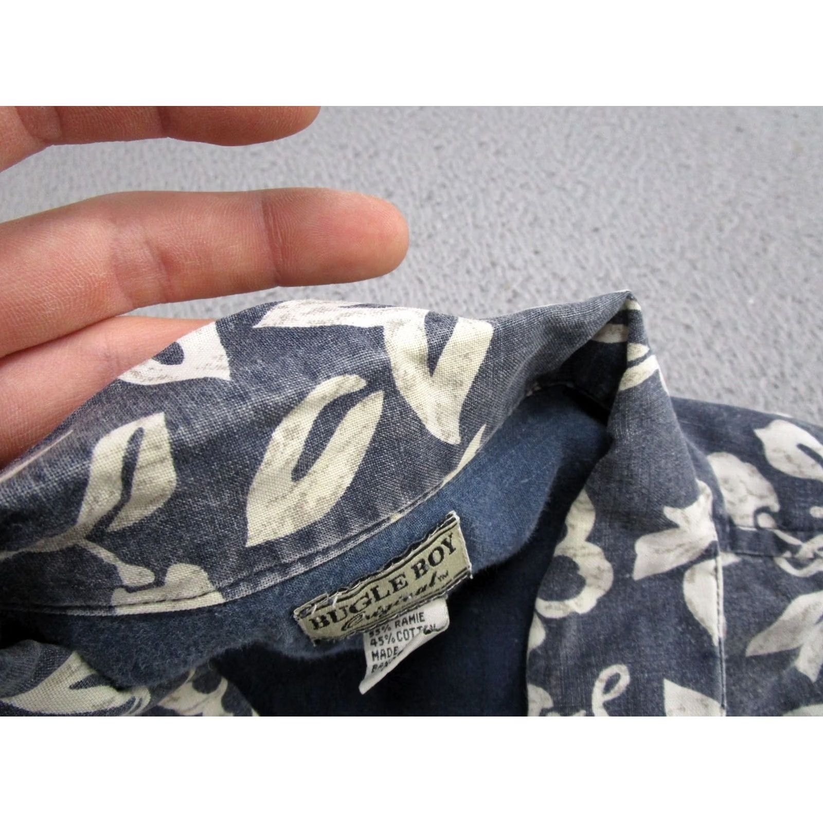 Bugle Boy VINTAGE Bugle Boy Hawaiian Style Button Shirt Short Sleeve Men's 2XL Blue Tropical Floral Shirt, Button-Up, Ramie Blend, Cotton, 2XL, Men Size US XXL / EU 58 / 5 - 3 Thumbnail