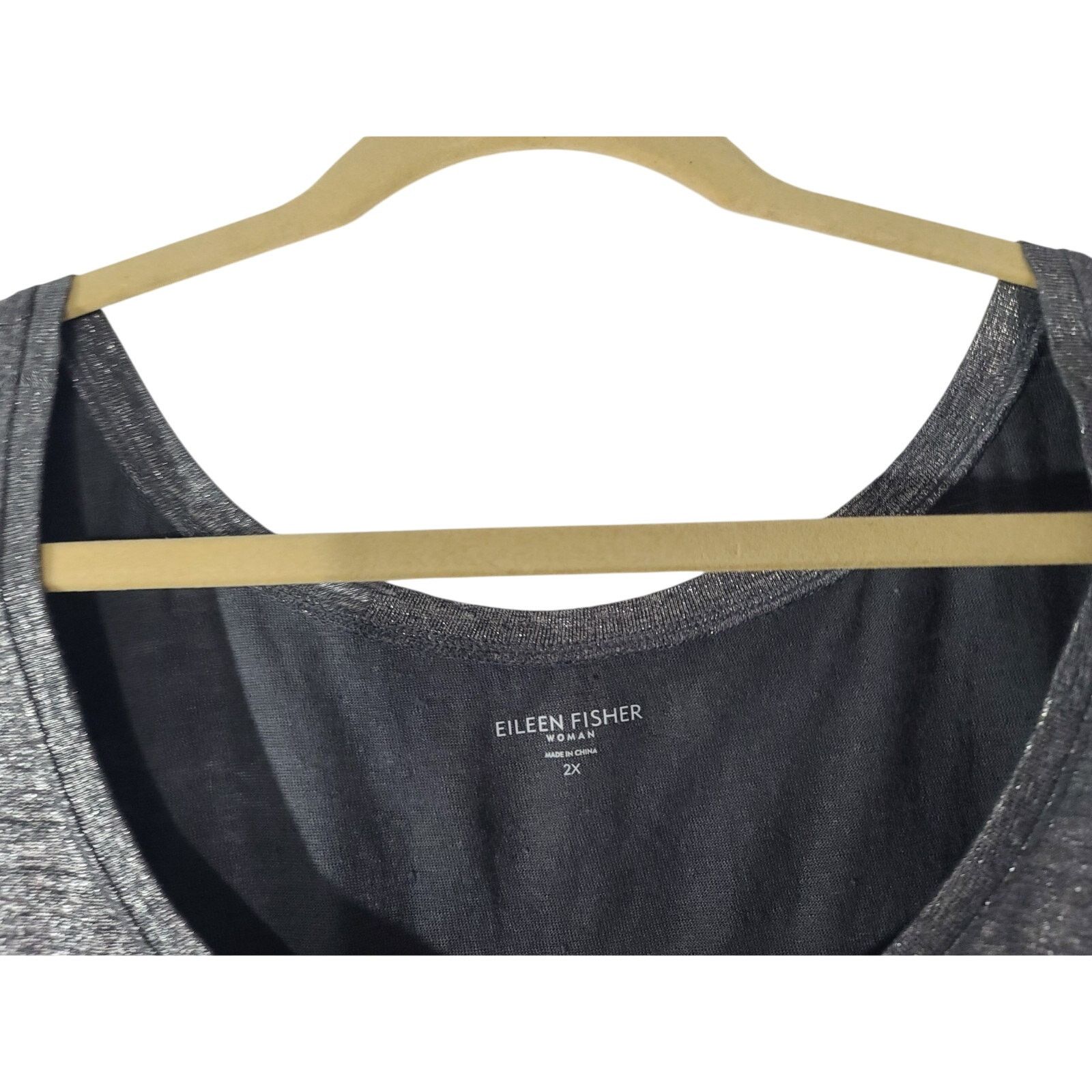 Eileen Fisher New Eileen Fisher Ash Silver Linen Jersey Shimmer Top 2X Size XXL / US 16-18 / IT 52-54 - 5 Thumbnail