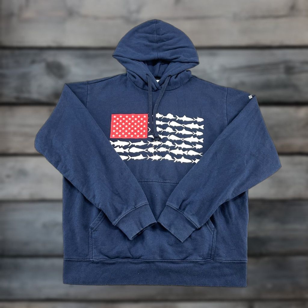 Vintage VINTAGE Columbia Sweatshirt Mens M Blue Navy Pullover Fleece PFG Fish Flag Sweatshirt Mens Size US M / EU 48-50 / 2 - 1 Thumbnail