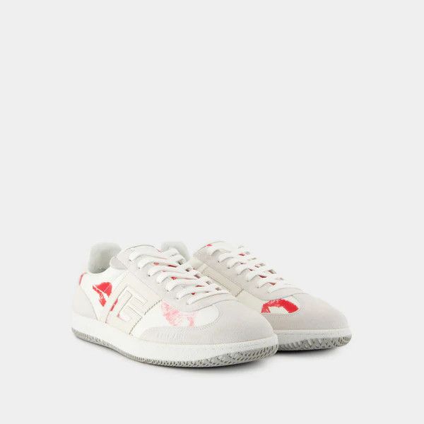 Balmain o1s1wg111225 Leather Lips Swan Sneakers in White Size US 12 / EU 45 - 2 Thumbnail