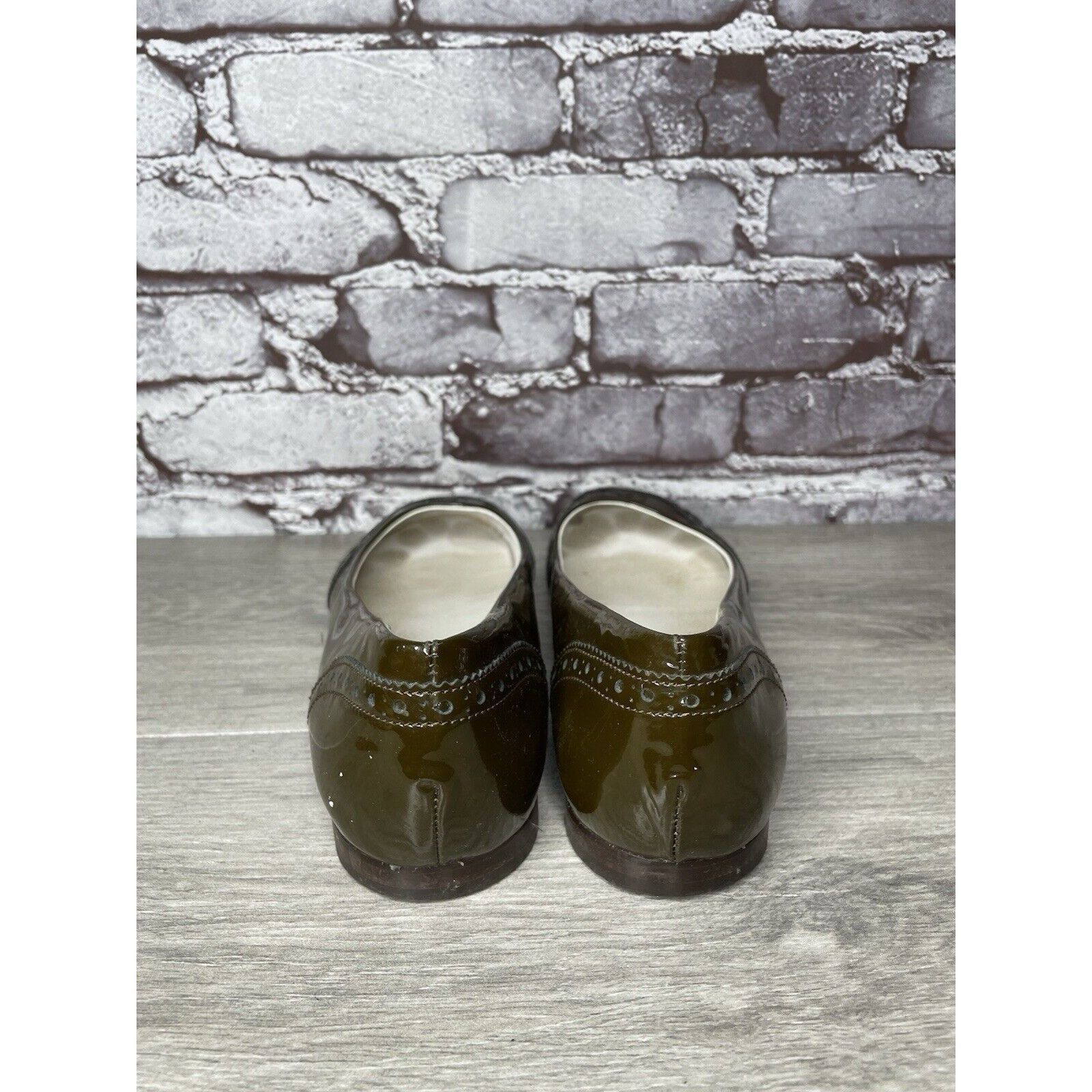 Toscano Calzoleria Toscana Brown Patent Leather Wingtip Ballet Flats Size US 10 / IT 40 - 5 Thumbnail