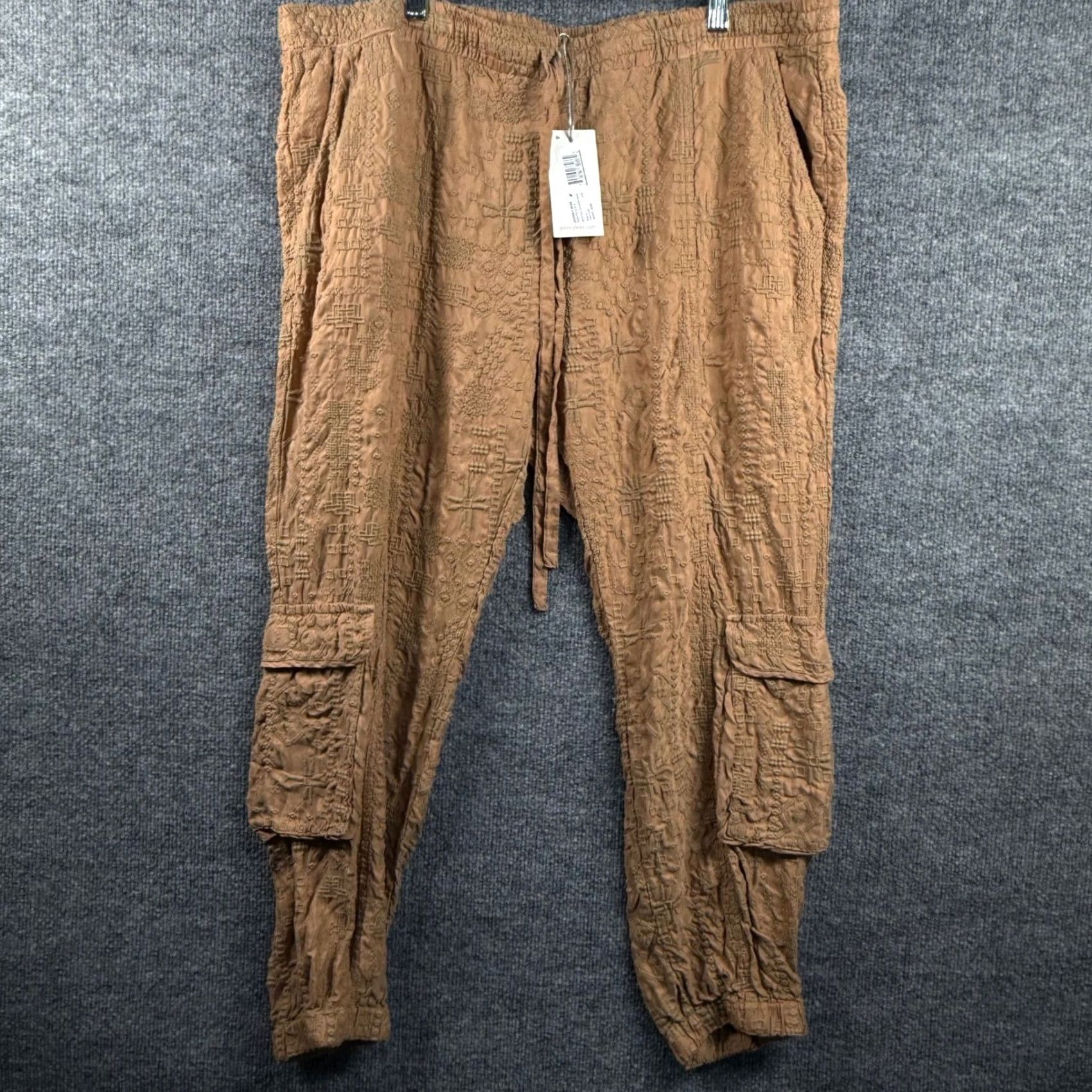 Johnny Was VINTAGE Johnny Was Breccia Jogger Pant XL Peaches Copper Embroidered Cargo P61618-9 NWT Size 40" / US 18 - 2 Thumbnail