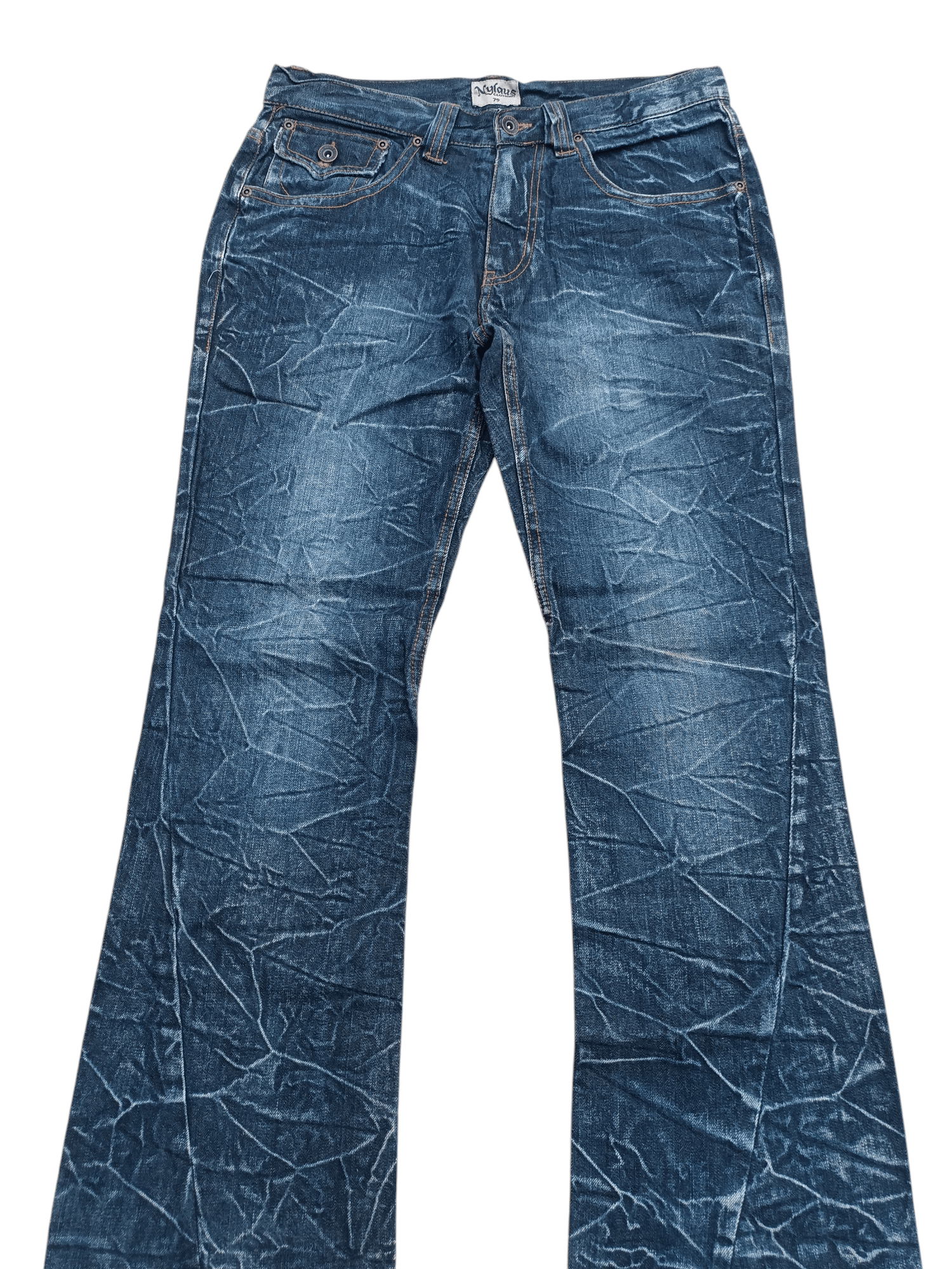Japanese Brand FLARED NYLAUS WHISKERS JEANS VERY RARE Size US 31 - 17 Thumbnail