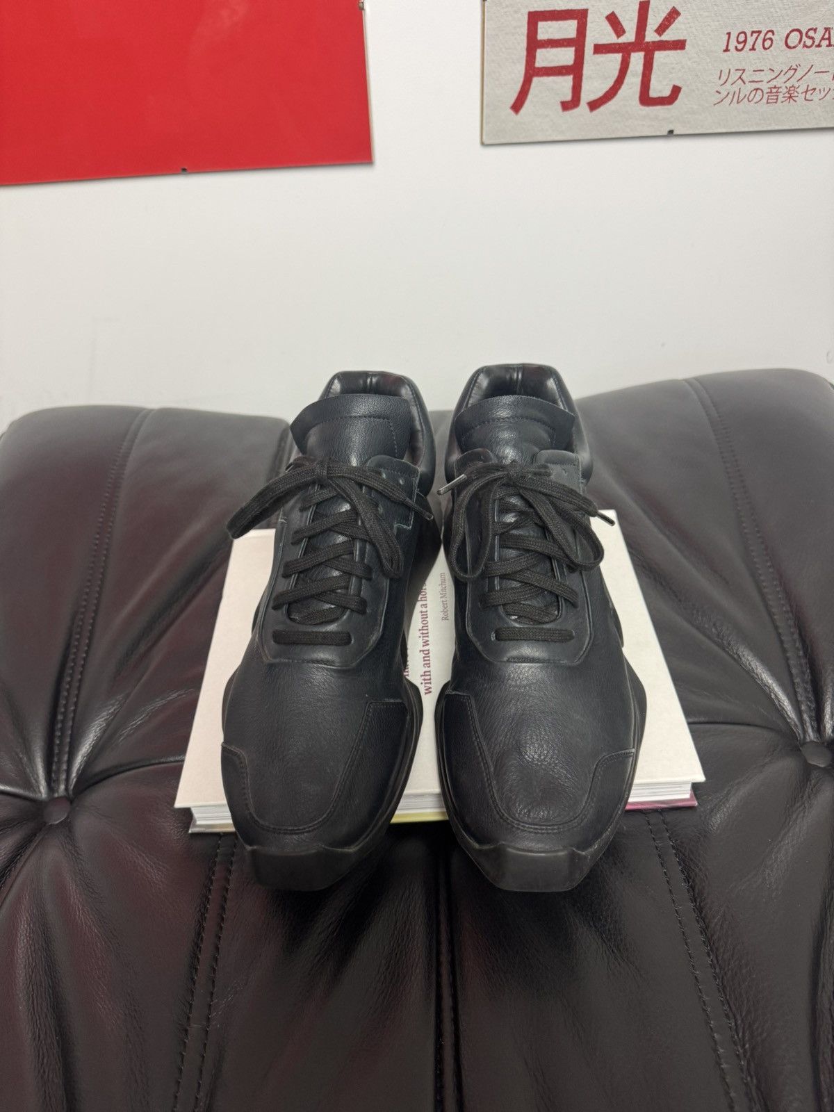 Adidas × Rick Owens Rick Owens Adidas Level Runner Triple Black Low Leather Rare Size US 8.5 / EU 41-42 - 2 Thumbnail