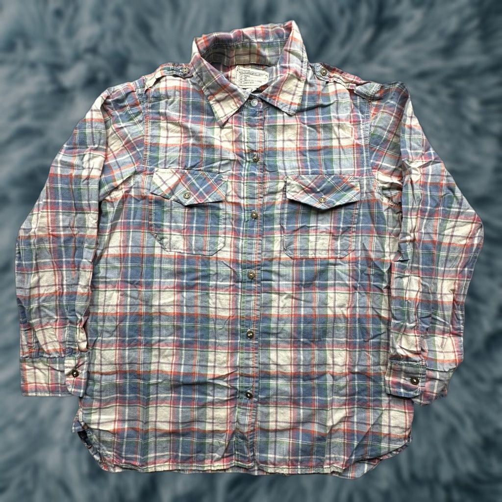 Vintage Current/Elliott The Perfect Shirt Canyon Plaid Button Shirt Large Long Sleeve Blue Mens? Womens? Size L / US 10 / IT 46 - 1 Thumbnail