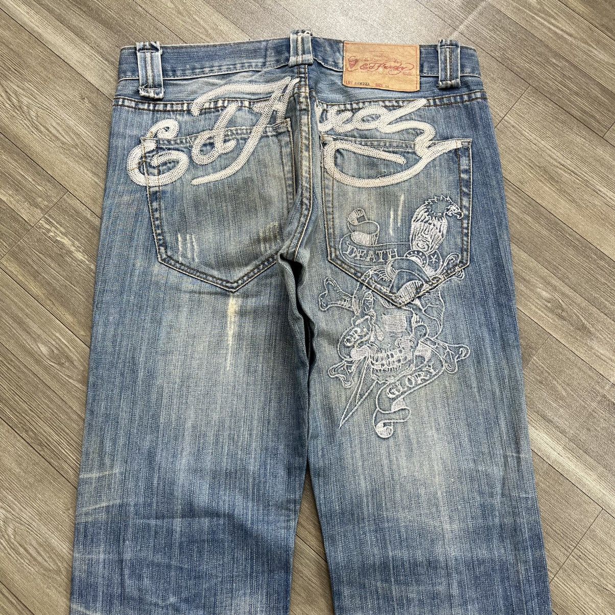 Ed Hardy Vintage Ed Hardy Distressed Embroidery Y2K Baggy Jeans Size US 32 / EU 48 - 2 Thumbnail