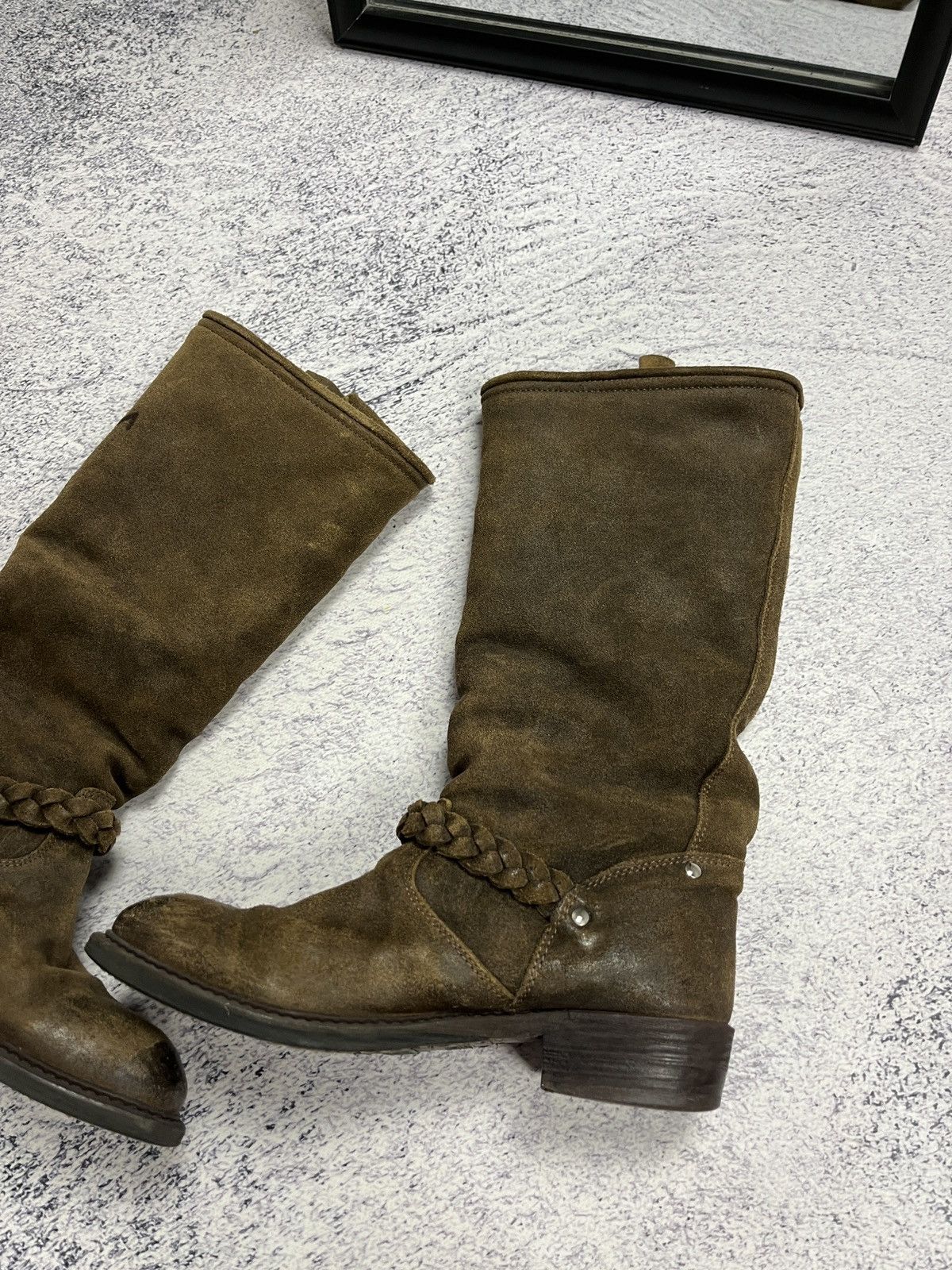 Golden Goose Golden Goose DB Brown Suede Racing Biker Moto Boots Rare Y2K Size US 7 / IT 37 - 9 Thumbnail