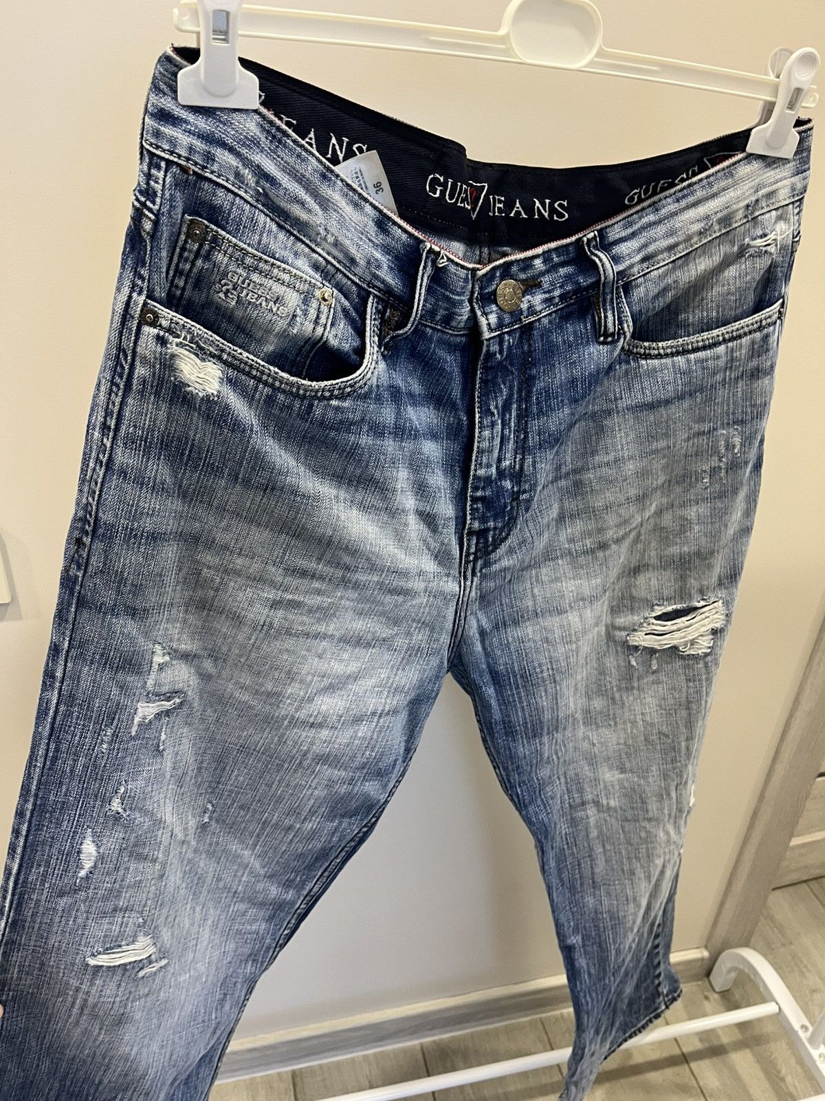 Guess Vintage 90s Guess Jeans Light Wash Straight Leg Denim Jeans Size US 36 / EU 52 - 3 Thumbnail