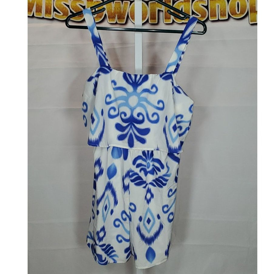 Shein Shein Blue White Sleeveless Romper Juniors Medium NWT Size 30" / US 8 / IT 44 - 1 Thumbnail