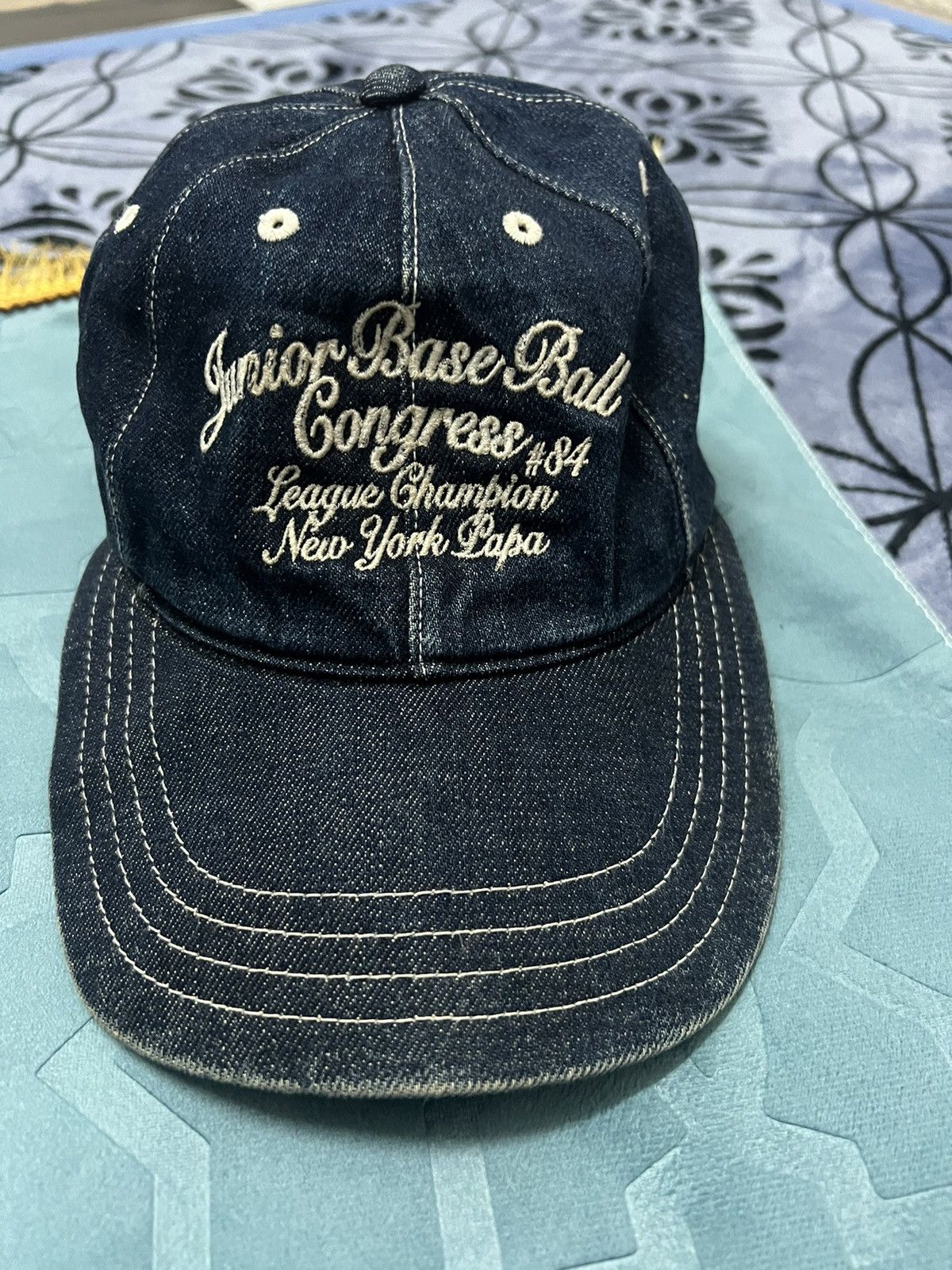 Vintage Base Ball Congress Cap Selvedge denim - 80’s New York Papa Size ONE SIZE - 1 Thumbnail