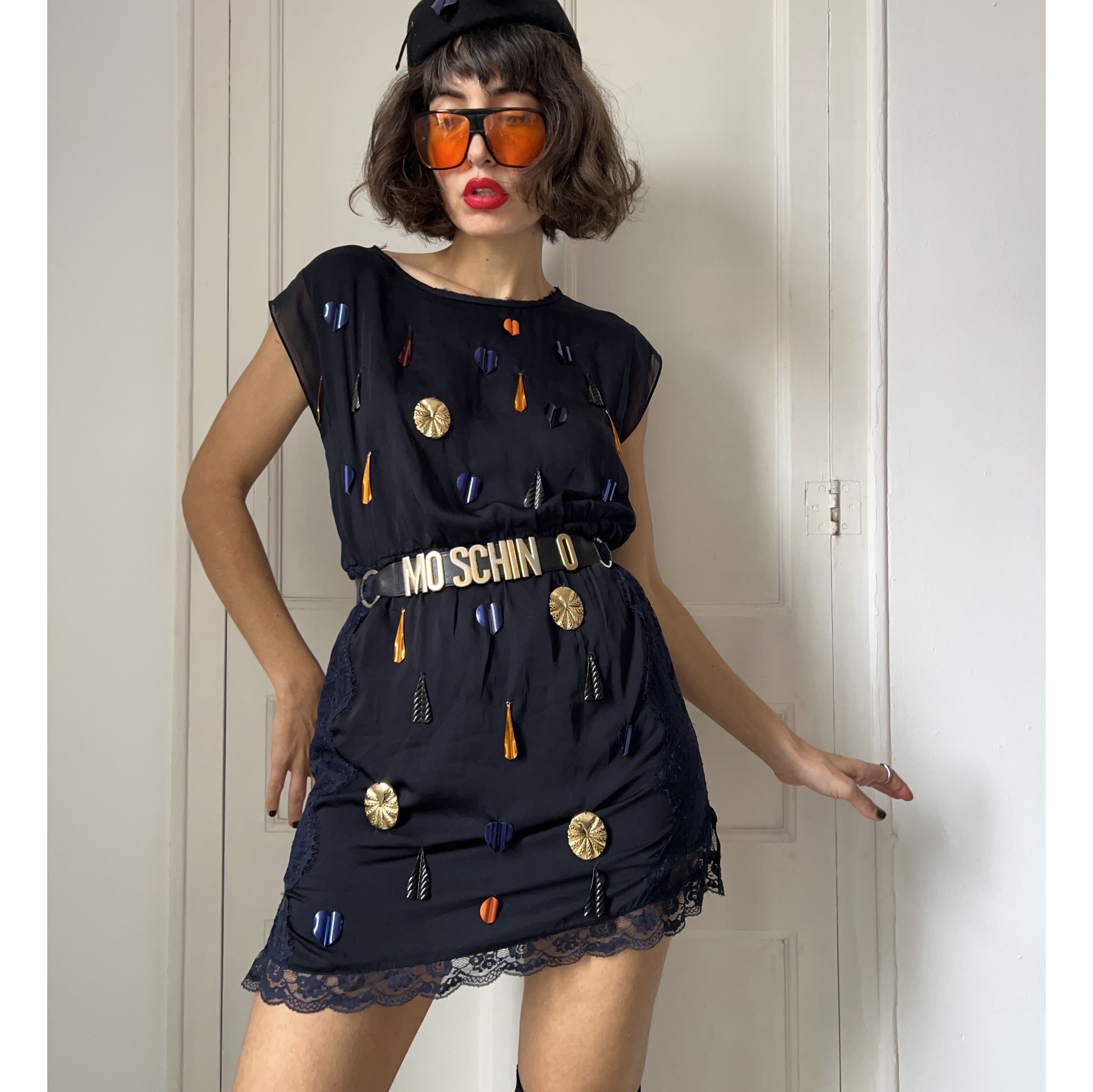 Custommade Reworked Y2K Navy Bling Mini Dress Size M / US 6-8 / IT 42-44 - 2 Thumbnail