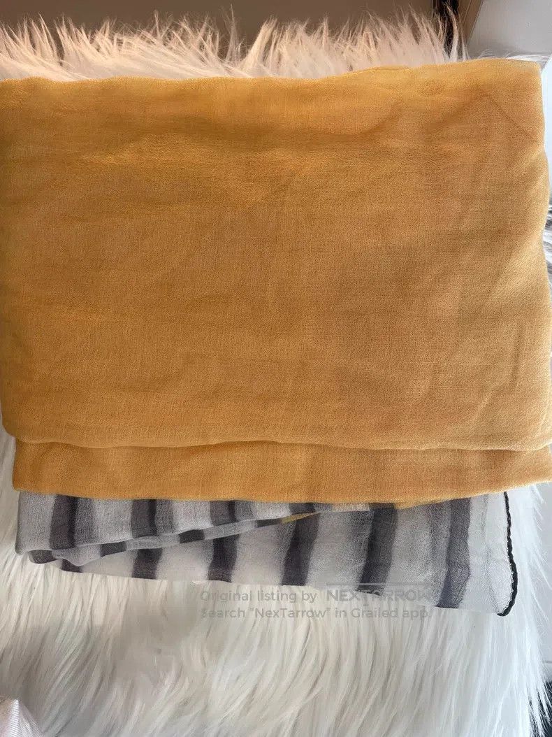 Brunello Cucinelli Brunello Cucinelli Yellow Striped Cashmere Scarf - Lightwe Size ONE SIZE - 6 Thumbnail