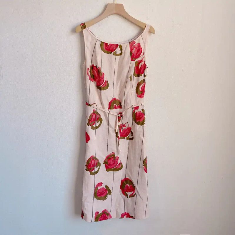 Max Mara MaxMara Sleeveless Floral Midi Dress in Pink 0089 Size S / US 4 / IT 40 - 1 Thumbnail