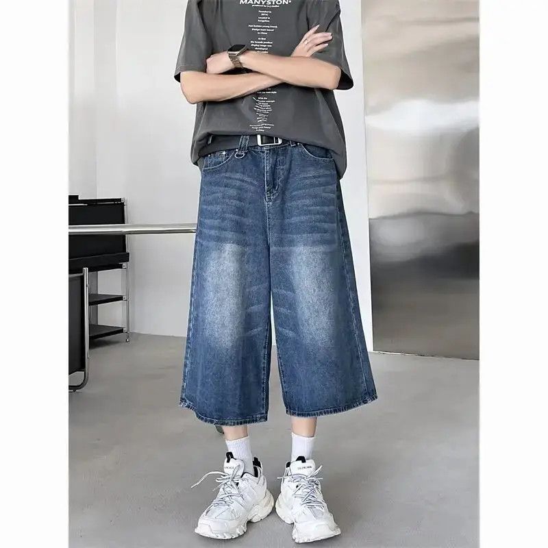 Japanese Brand Retro straight leg wide leg blue denim shorts Size US 32 / EU 48 - 6 Thumbnail