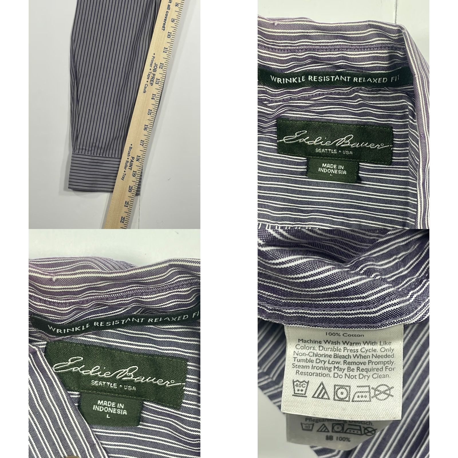 Eddie Bauer Eddie Bauer Shirt Mens Size L Striped Wrinkle Resistant Long Sleeve Button Front Size US L / EU 52-54 / 3 - 8 Thumbnail
