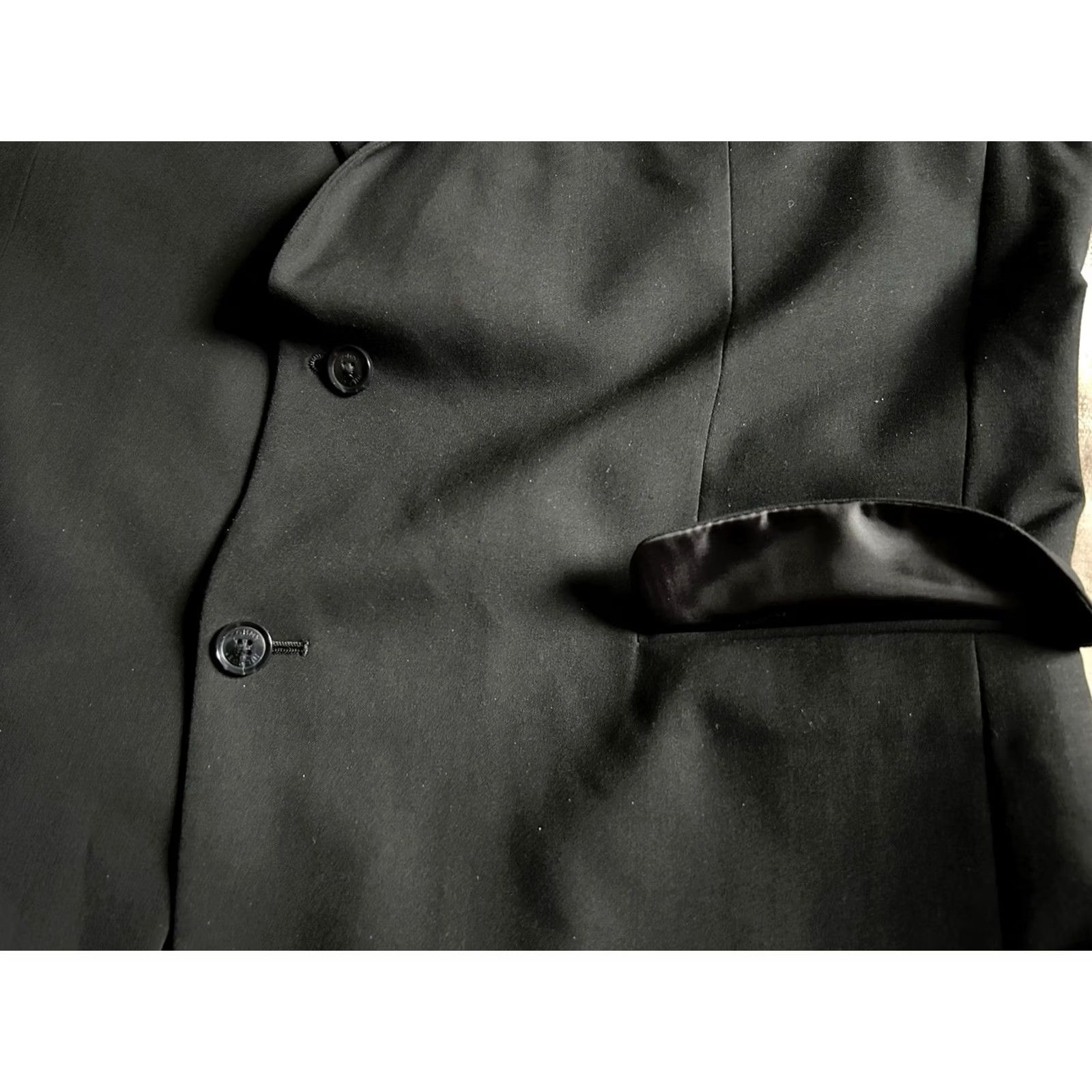 Tommy Hilfiger Tommy Hilfiger Black Blazer Mens 46R Sport Coat Two-Button Jacket Notch Lapel Four-Button Sleeve Double-Vented Regular Fit Dress Coat Size 46R - 7 Thumbnail