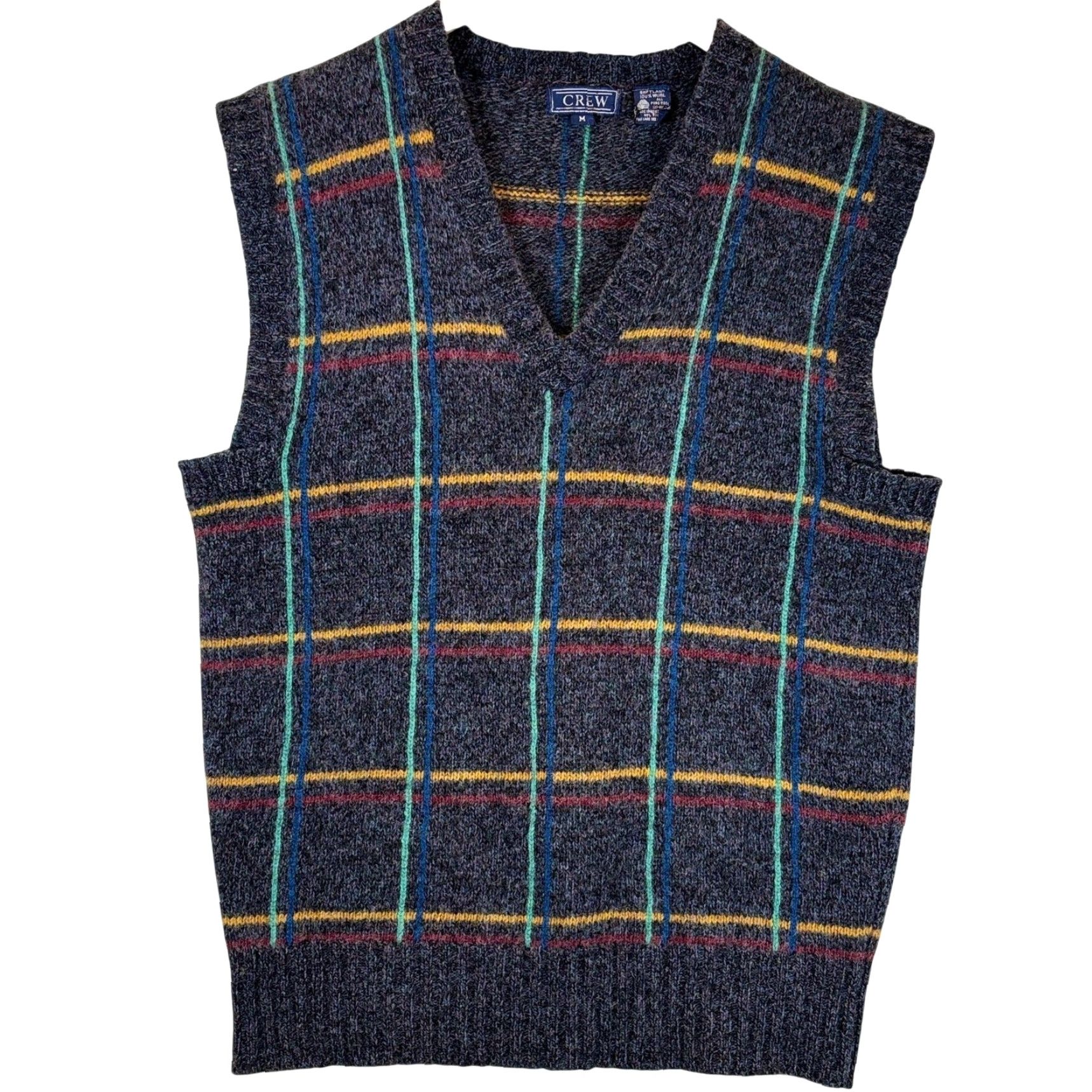 Vintage VINTAGE Crew Vest Sweater Men L Sleeveless Blue Windowpane Plaid Knit Wool Winter Spring Fall Casual Travel Mens Size US L / EU 52-54 / 3 - 2 Thumbnail