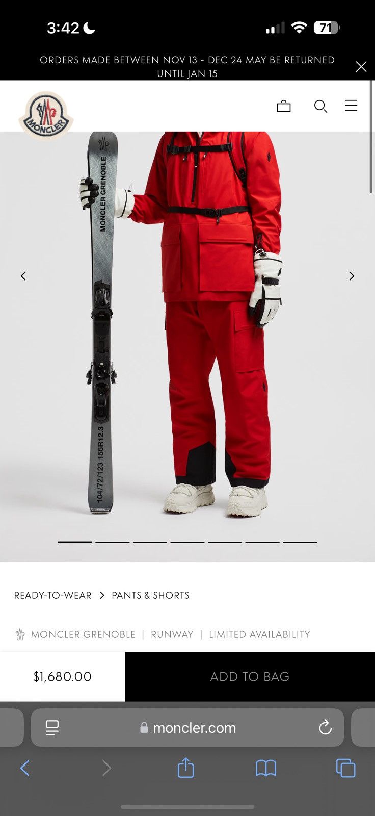 Moncler Grenoble ⛷️❗️MONCLER PADDED GORETEX SKI PANTS- Size 32-33 (Medium)- New Size US 33 - 4 Thumbnail