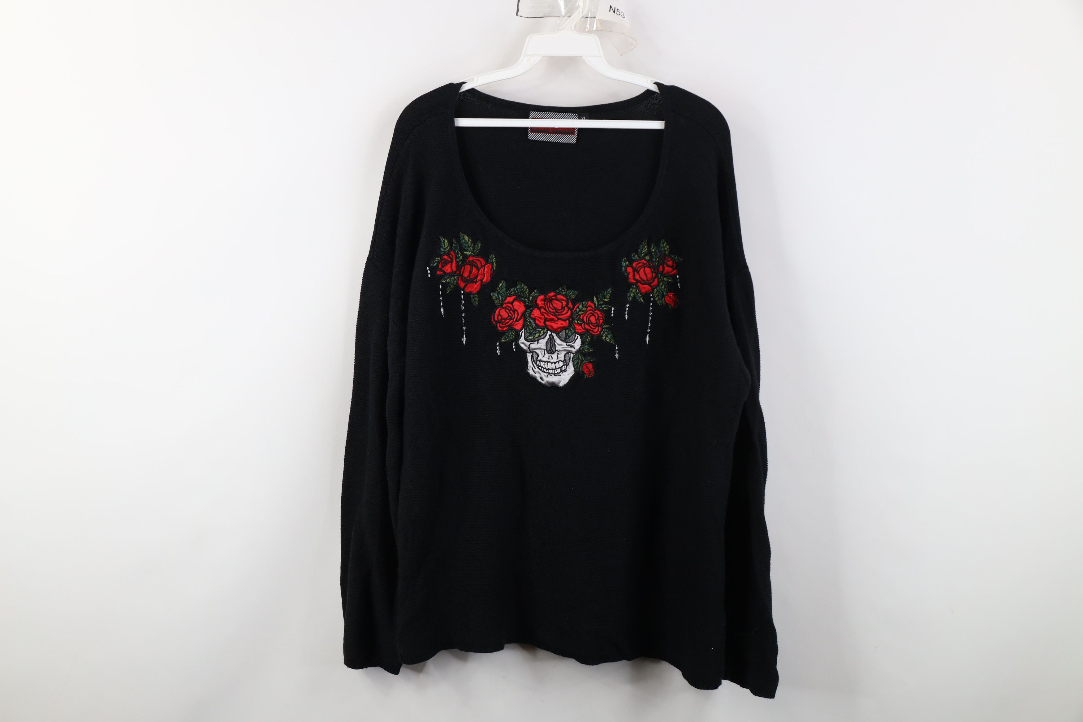 Vintage Vintage Y2K Babydoll Goth Flower Knit Lightweight Sweater Size XL / US 12-14 / IT 48-50 - 1 Thumbnail
