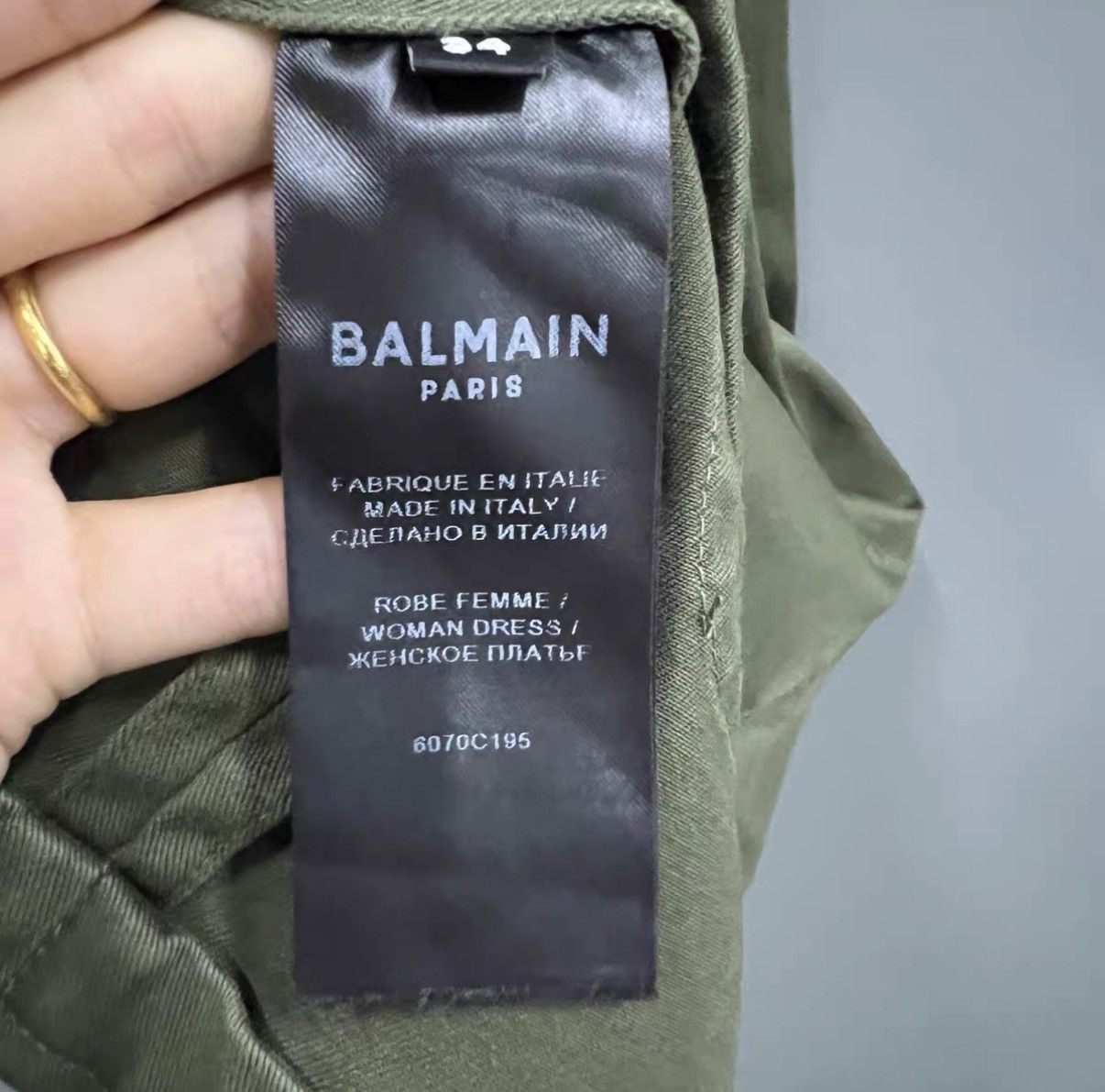 Balmain BALMAIN army green denim dress J41 Size XXS / US 00 / IT 34 - 5 Thumbnail