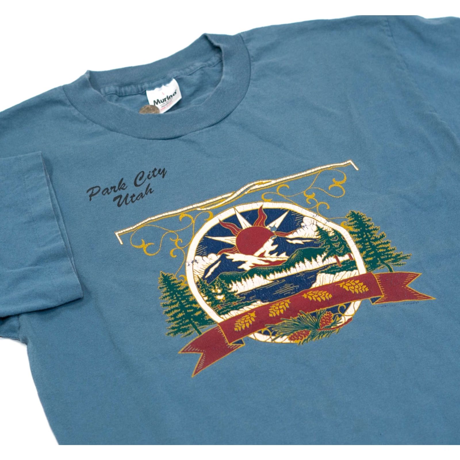 Vintage VINTAGE Murina Park City Utah T-Shirt Men L Blue 90s USA Logo Crew Neck Long Sleeve Made in USA Size US L / EU 52-54 / 3 - 2 Thumbnail