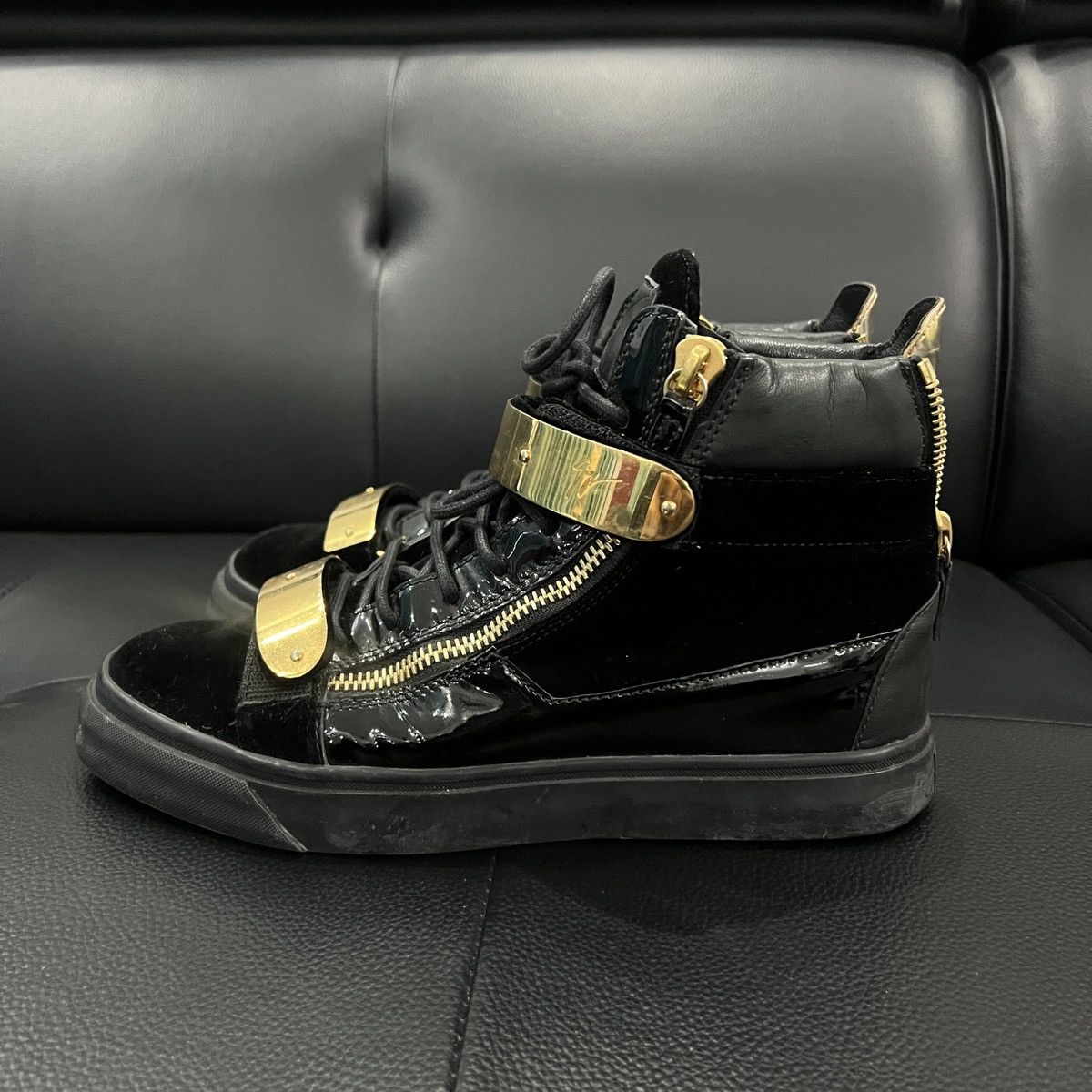 Giuseppe Zanotti Giuseppe Zanotti GZ Double Buckle Patent High-Top Sneakers V Size US 9 / EU 42 - 5 Thumbnail