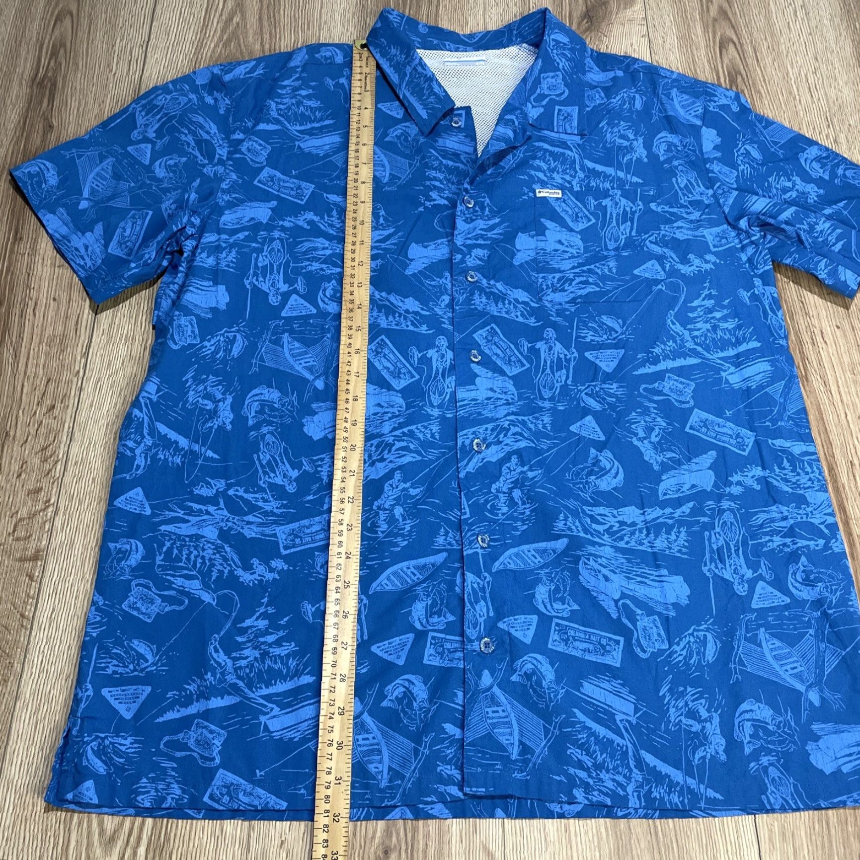Vintage Columbia Shirt Adult XL Blue Boats And Fishermen Button-Up Short Sleeve Collared Outdoor Casual Mens Size US XL / EU 56 / 4 - 3 Thumbnail