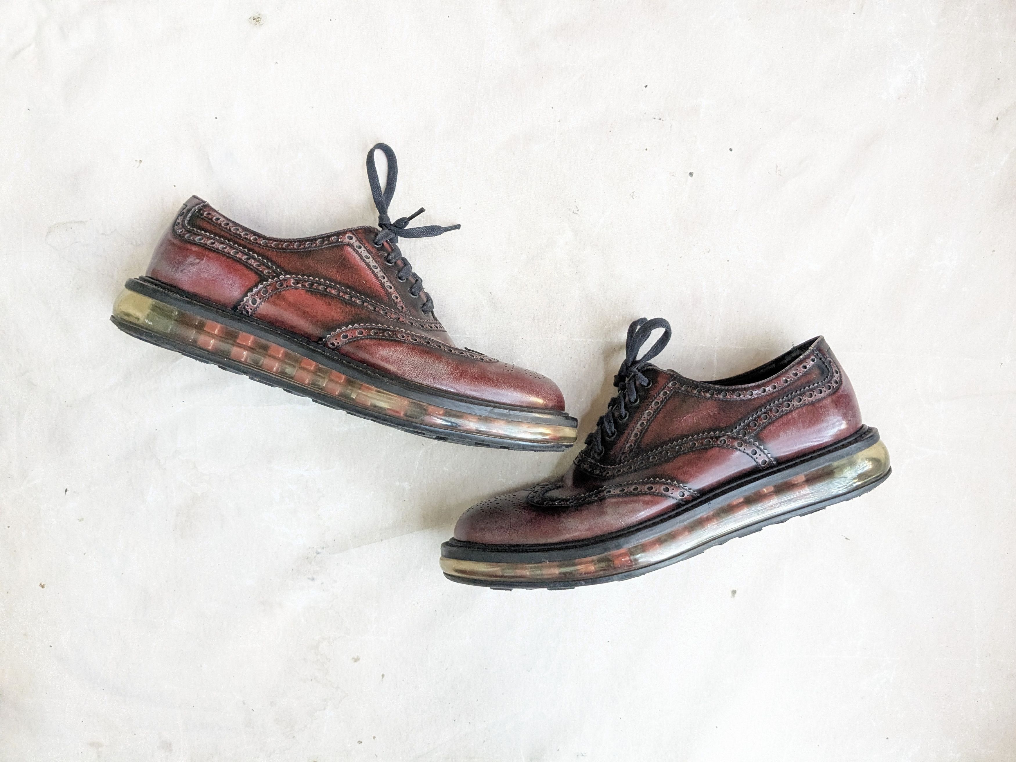 Prada Prada Wingtip Brogues Red Burgundy 9 Leather Platform Size US 9 / EU 42 - 1 Thumbnail