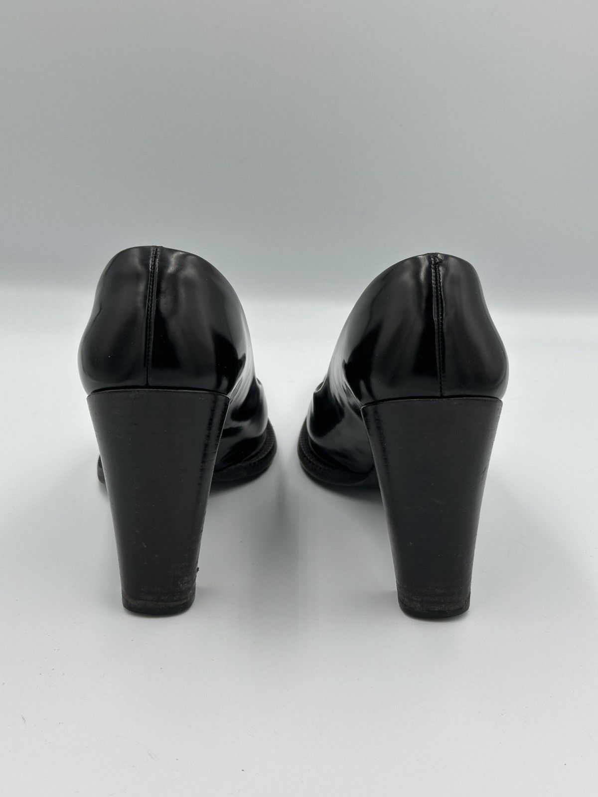 Prada Prada Black Leather Square Toe Block Heel Pumps Italy Size US 6 / IT 36 - 5 Thumbnail