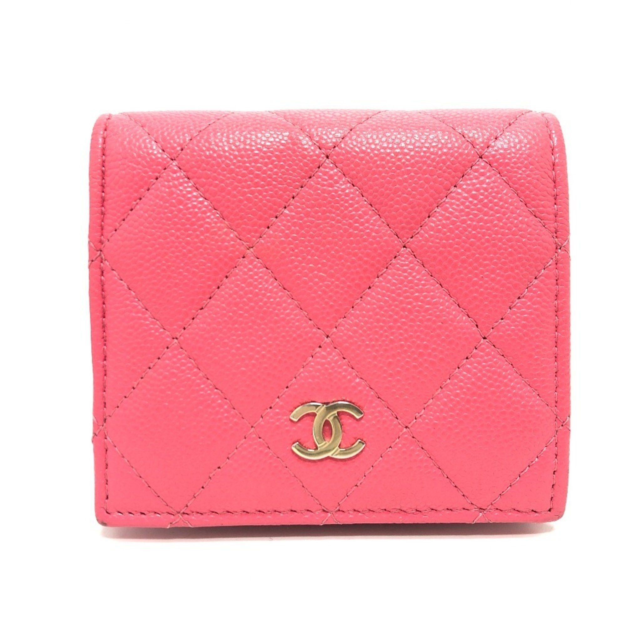Chanel CHANEL AP3178 Matelasse Small Flap Wallet, Bi-fold Caviar Skin, Women's, Pink Size ONE SIZE - 1 Thumbnail