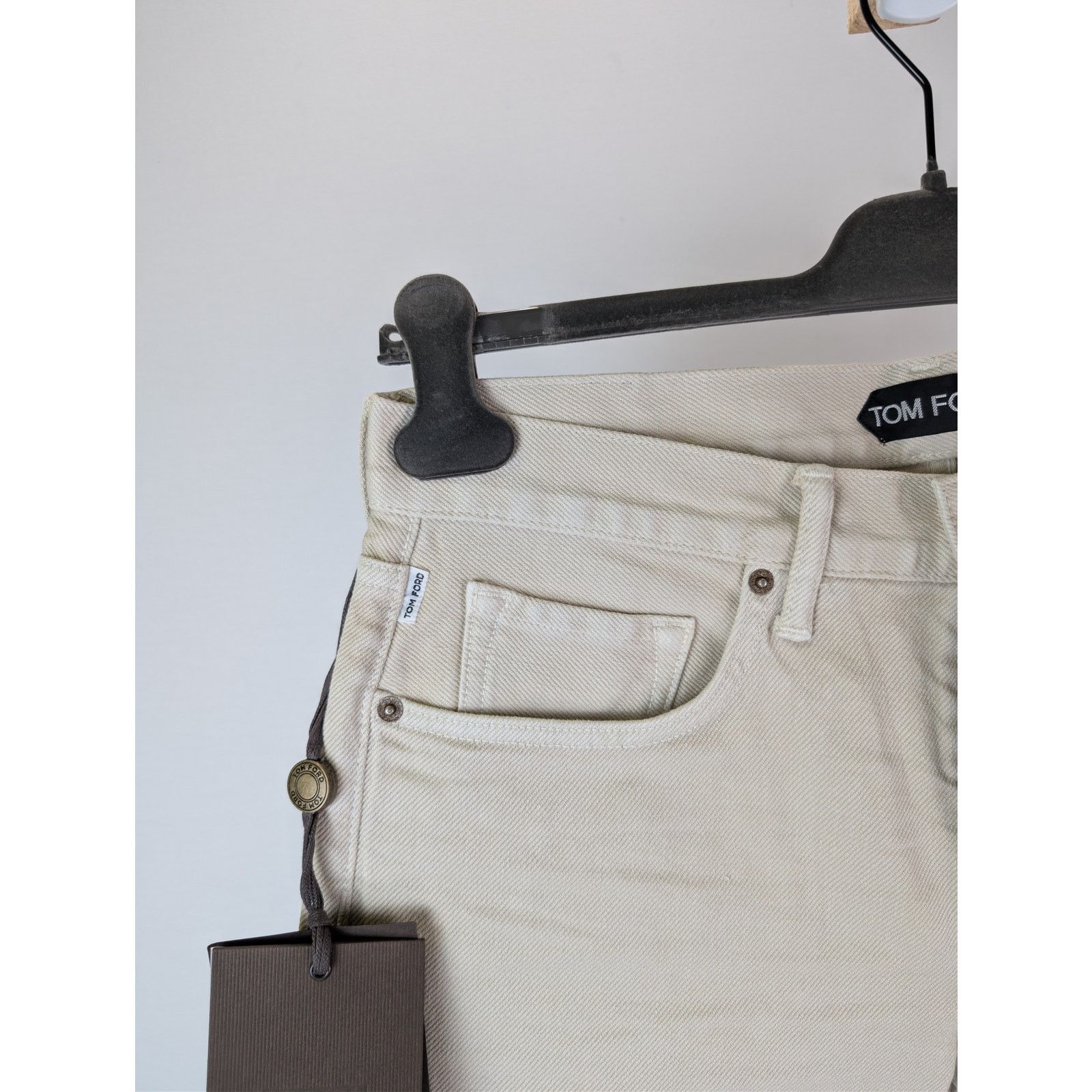 Tom Ford o1rshd1 Slim-Fit Cotton Denim Jeans in Beige Size US 32 / EU 48 - 6 Thumbnail