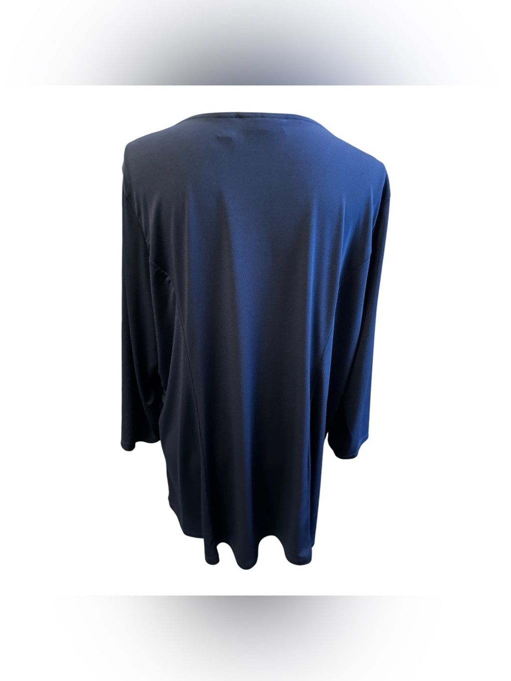 The Unbranded Brand Susan Graver Liquid Knit Rich Navy Top Featuring Gold Zipper Size XL / US 12-14 / IT 48-50 - 2 Thumbnail