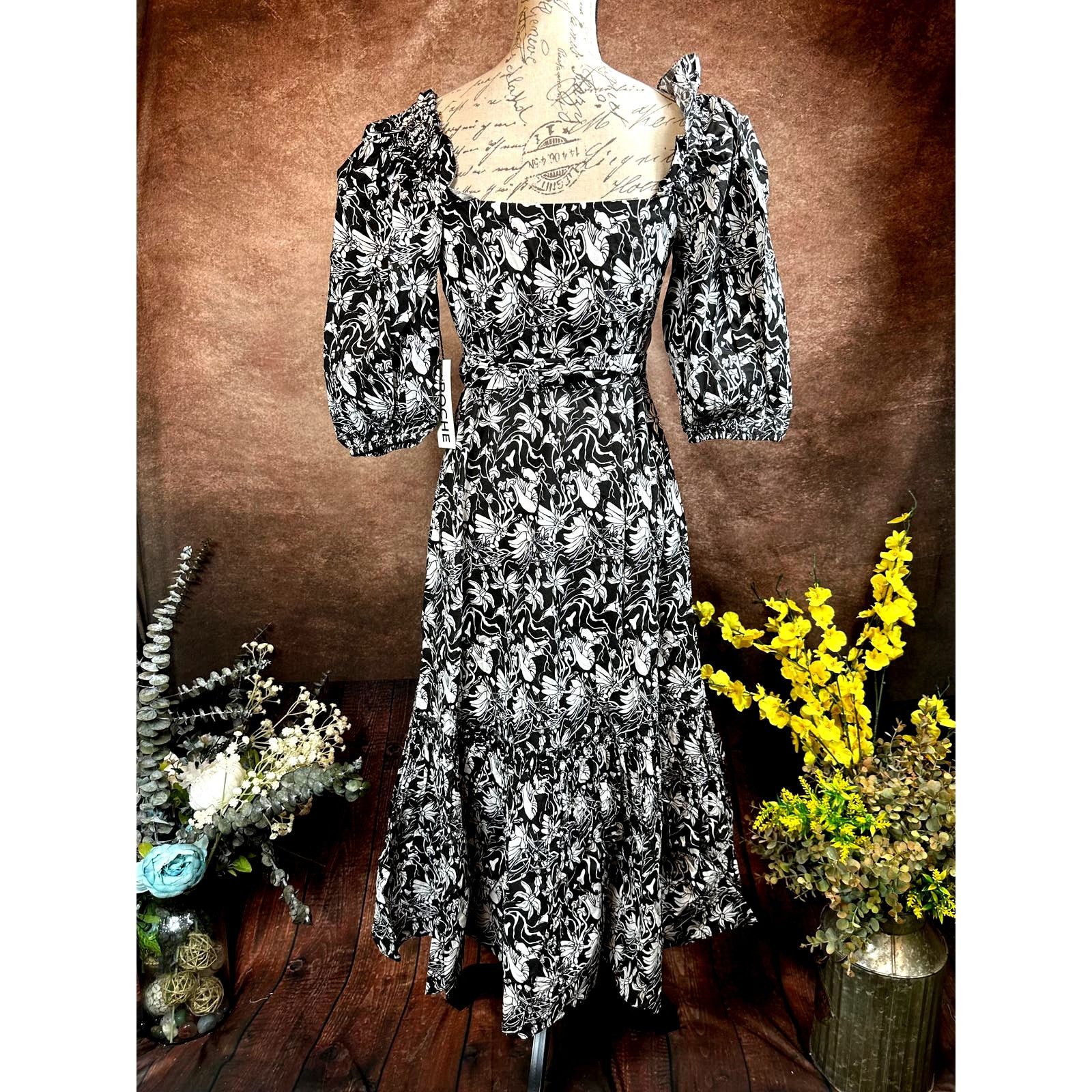 Other St Roche Romaine Midi Wrap Dress Black White Florals size 0 Size XS / US 0-2 / IT 36-38 - 12 Thumbnail