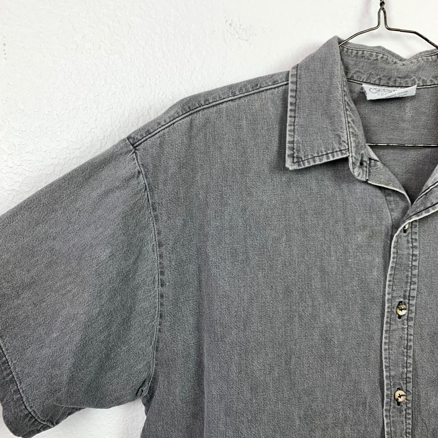 Denime Vintage Crystal Springs Gray Denim Cotton Short Sleeve Button Shirt Large Size US L / EU 52-54 / 3 - 4 Thumbnail