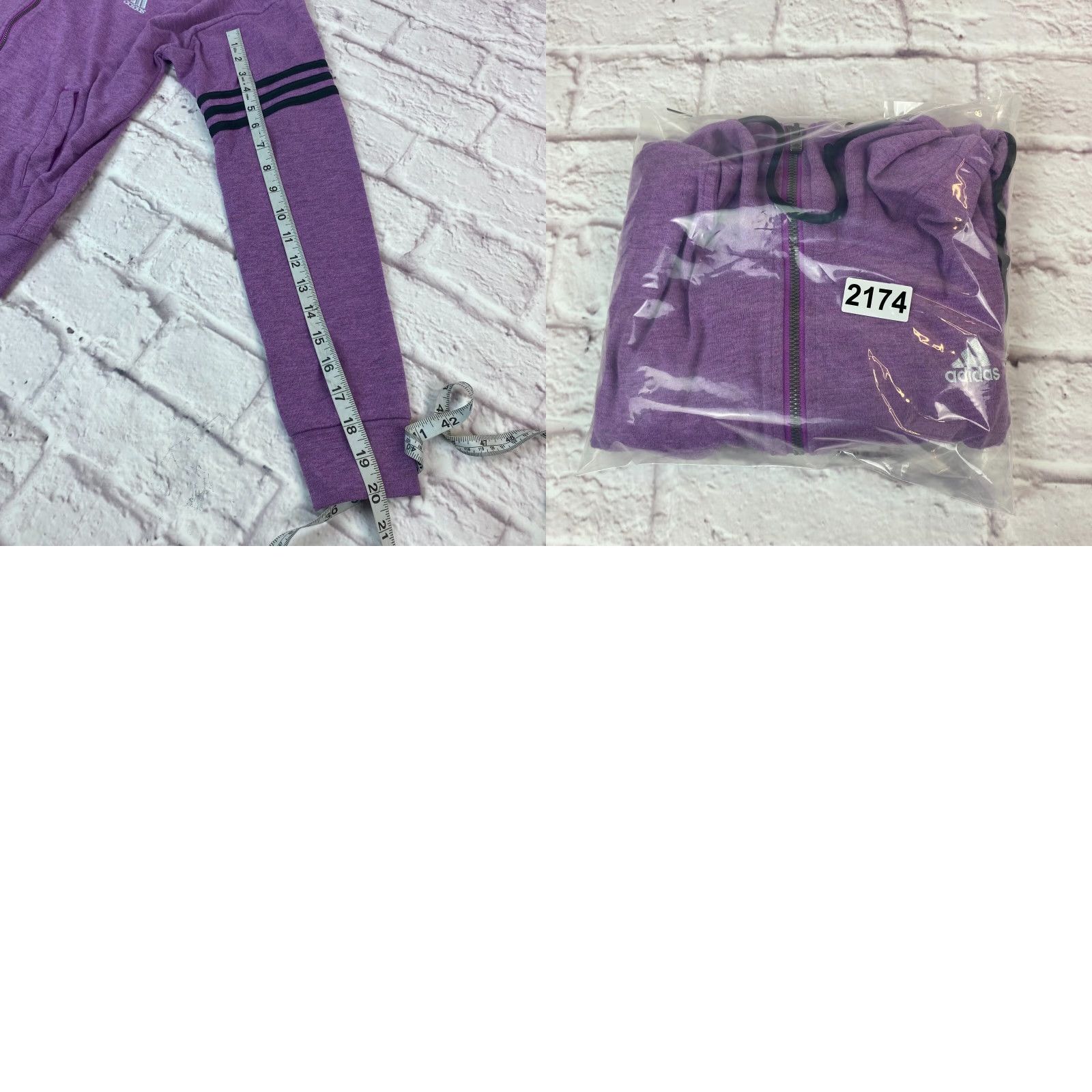 Adidas Adidas Hoodie Full Zip XS Purple Black Stripes Hooded Long Sleeve Logo Women, Regular Fit, Cotton Blend, Climalite, Activewear Size XS / US 0-2 / IT 36-38 - 8 Thumbnail