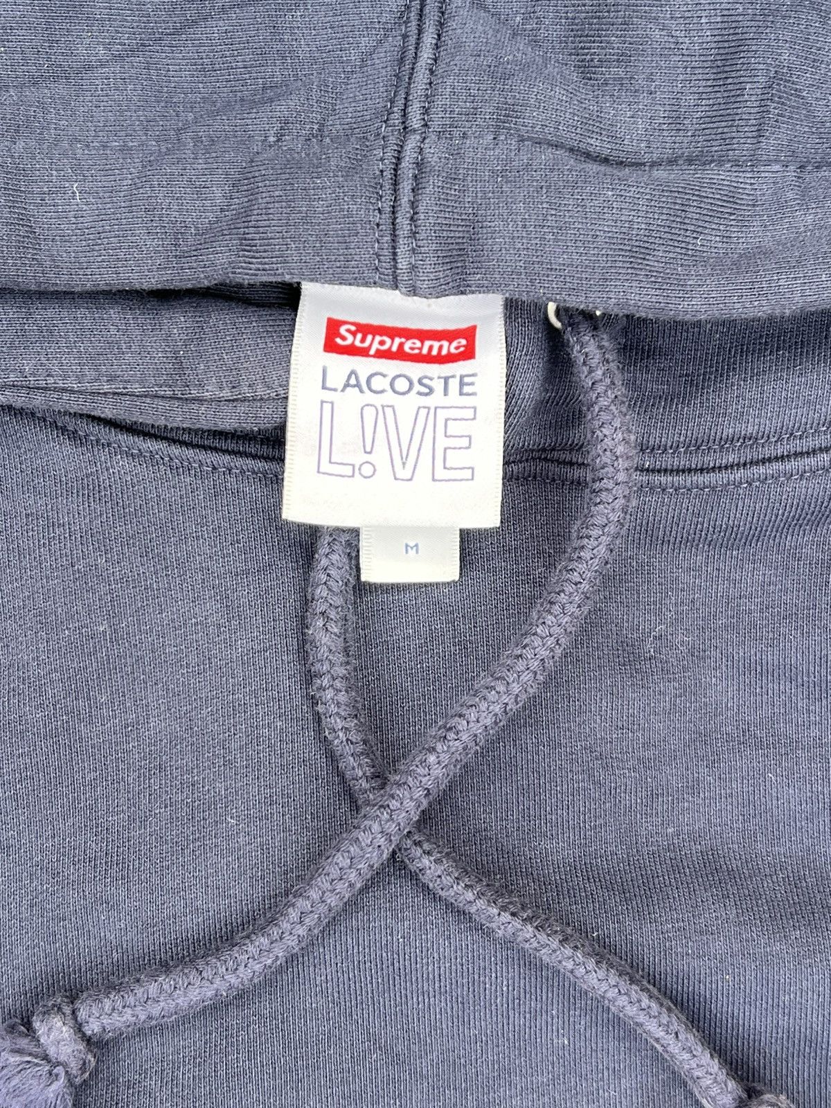 Lacoste × Supreme Supreme®/Lacoste® Logo Panel Hooded Sweatshirt - Navy (FW19) Size US M / EU 48-50 / 2 - 3 Thumbnail