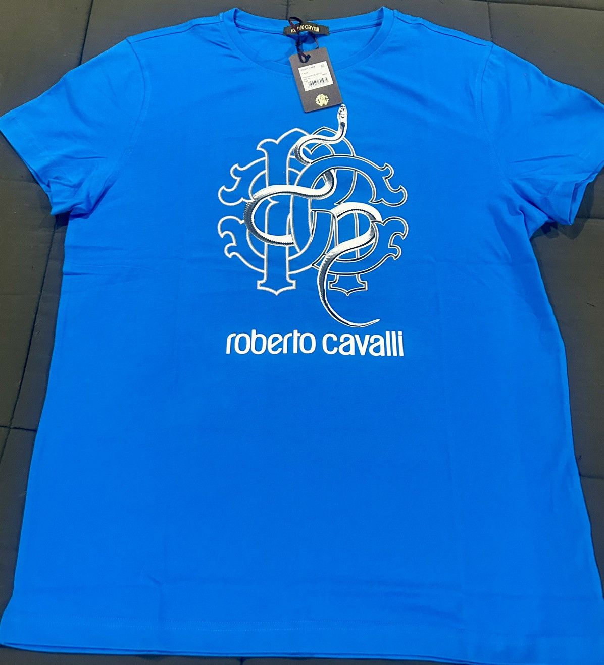 Roberto Cavalli Roberto Cavalli - Snake Logo Monogram Tee “Blue” Size XL Size US XL / EU 56 / 4 - 1 Thumbnail