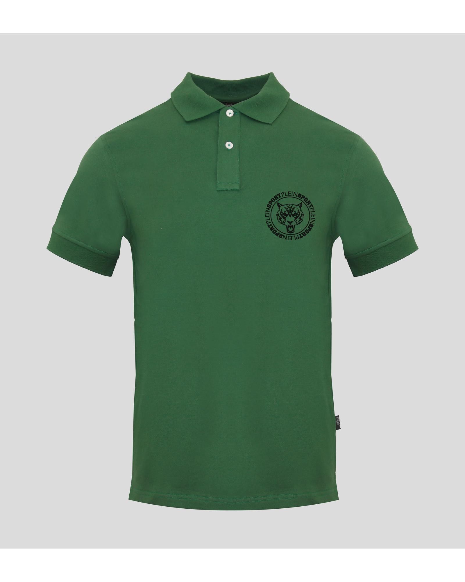 image of Philipp Plein Solid Short Sleeve Polo Shirt in Green, Men's (Size XL)