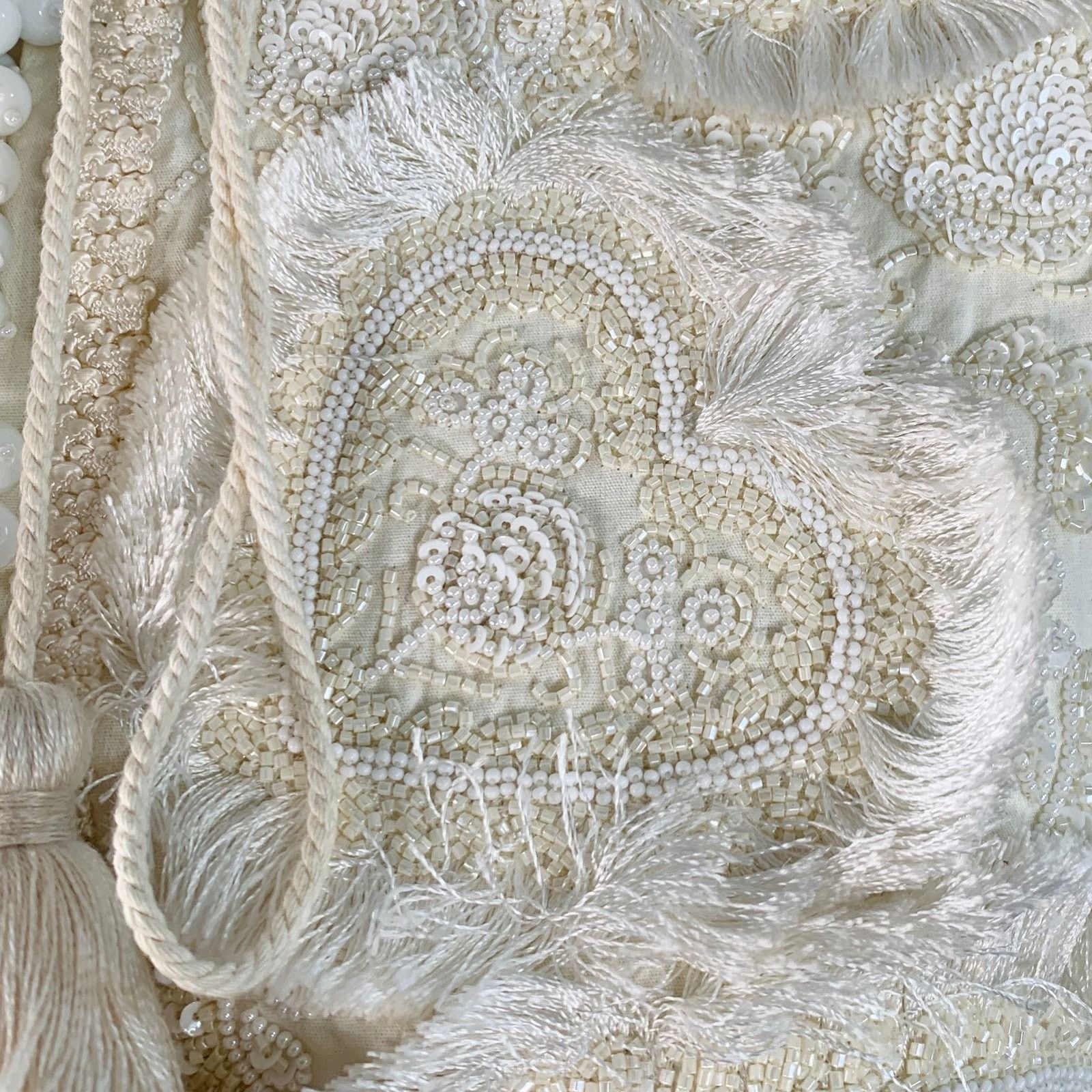 Figue Cream Cotton Embellished Beaded Fringe Cap Sleeve Vest Size S / US 4 / IT 40 - 2 Thumbnail