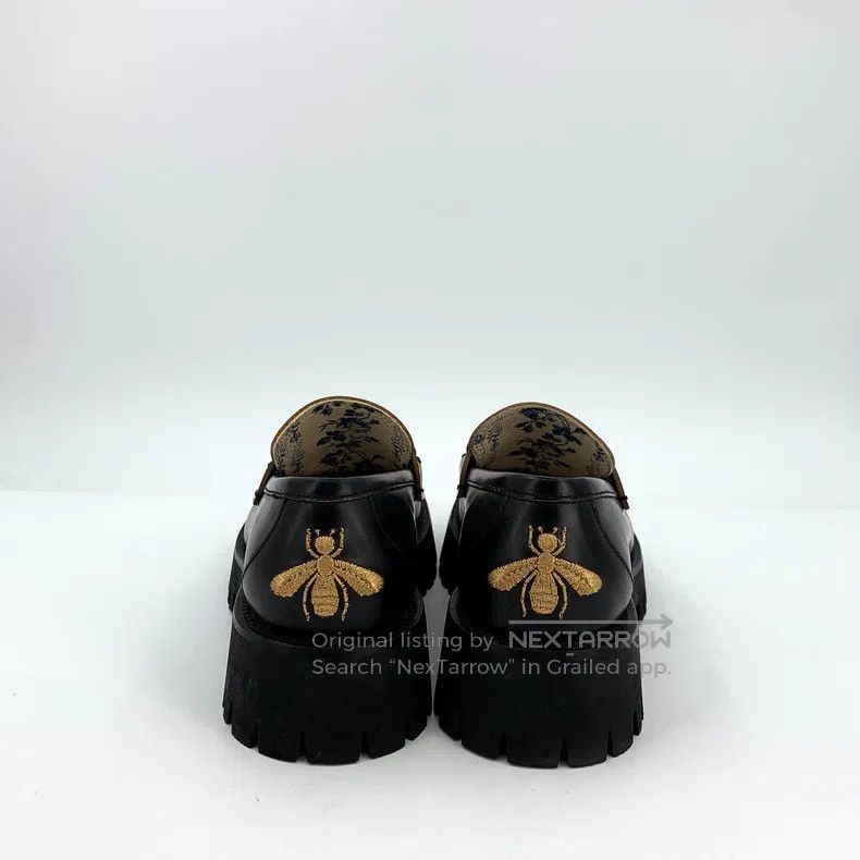 Gucci Black horse buckle thick-soled leather casual loafer