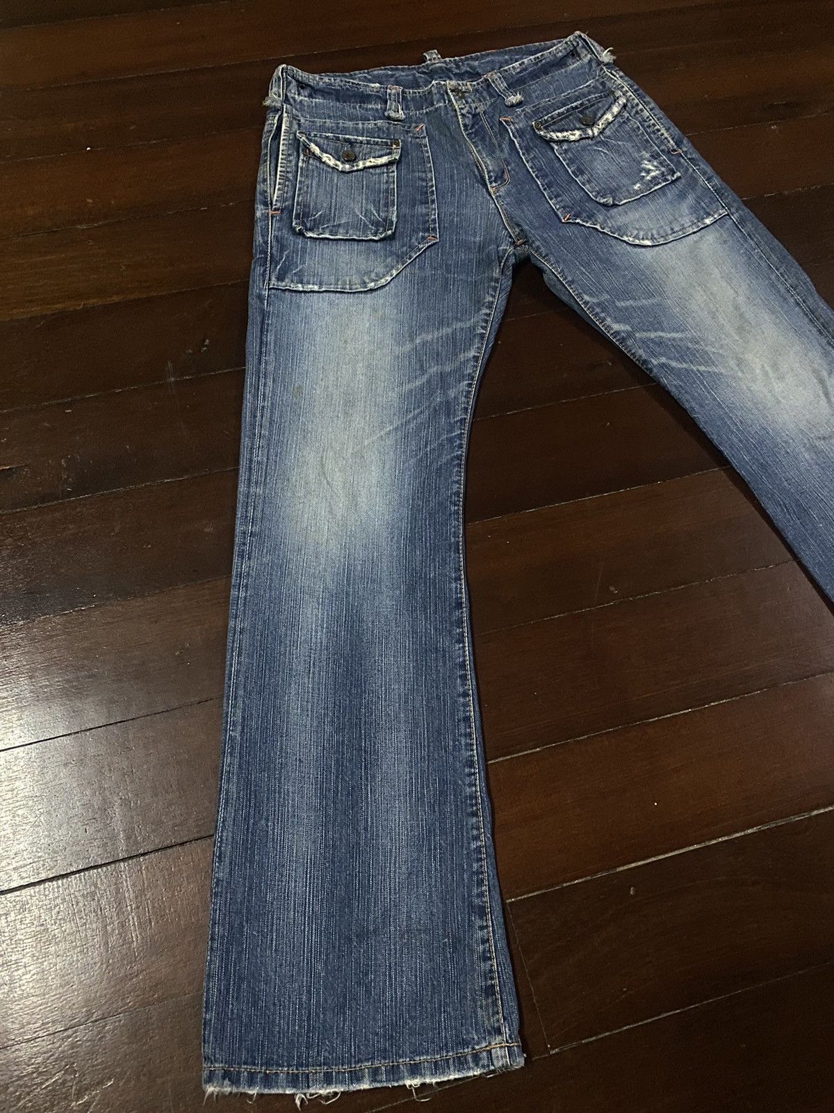 Le Grande Bleu (L.G.B.) AMAZING 🔥🔥 EDWIN MULTI POCKET BUSH CARGO BOOT CUT WIDE LEG Size US 36 / EU 52 - 4 Thumbnail