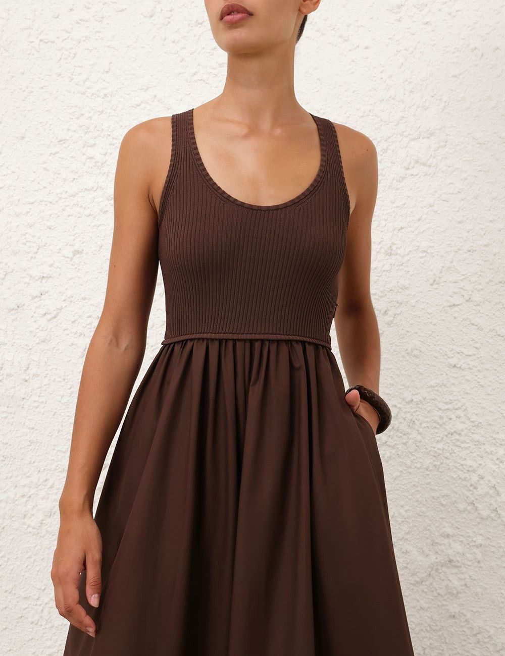 Zimmermann oc11z0226 Poplin Racer Dress In Brown Size XS / US 0-2 / IT 36-38 - 5 Thumbnail