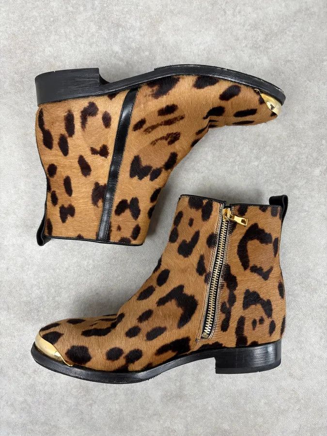 Balmain 2010s Balmain Leopard Print Fur Leather Boots Size US 7 / IT 37 - 3 Thumbnail