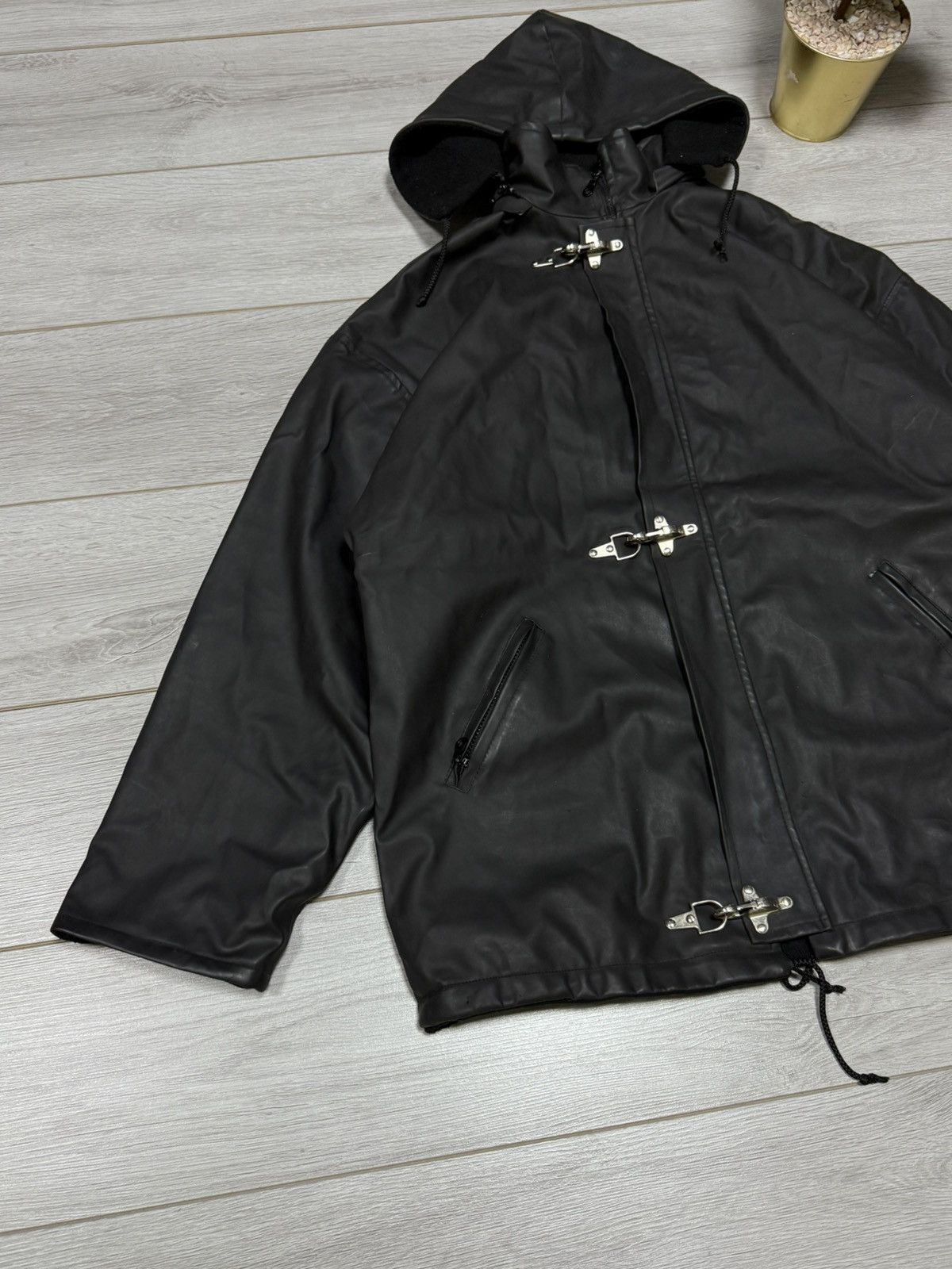 Vintage Fireman France PVC rubbed vintage coat jacket hooded Size US L / EU 52-54 / 3 - 4 Thumbnail