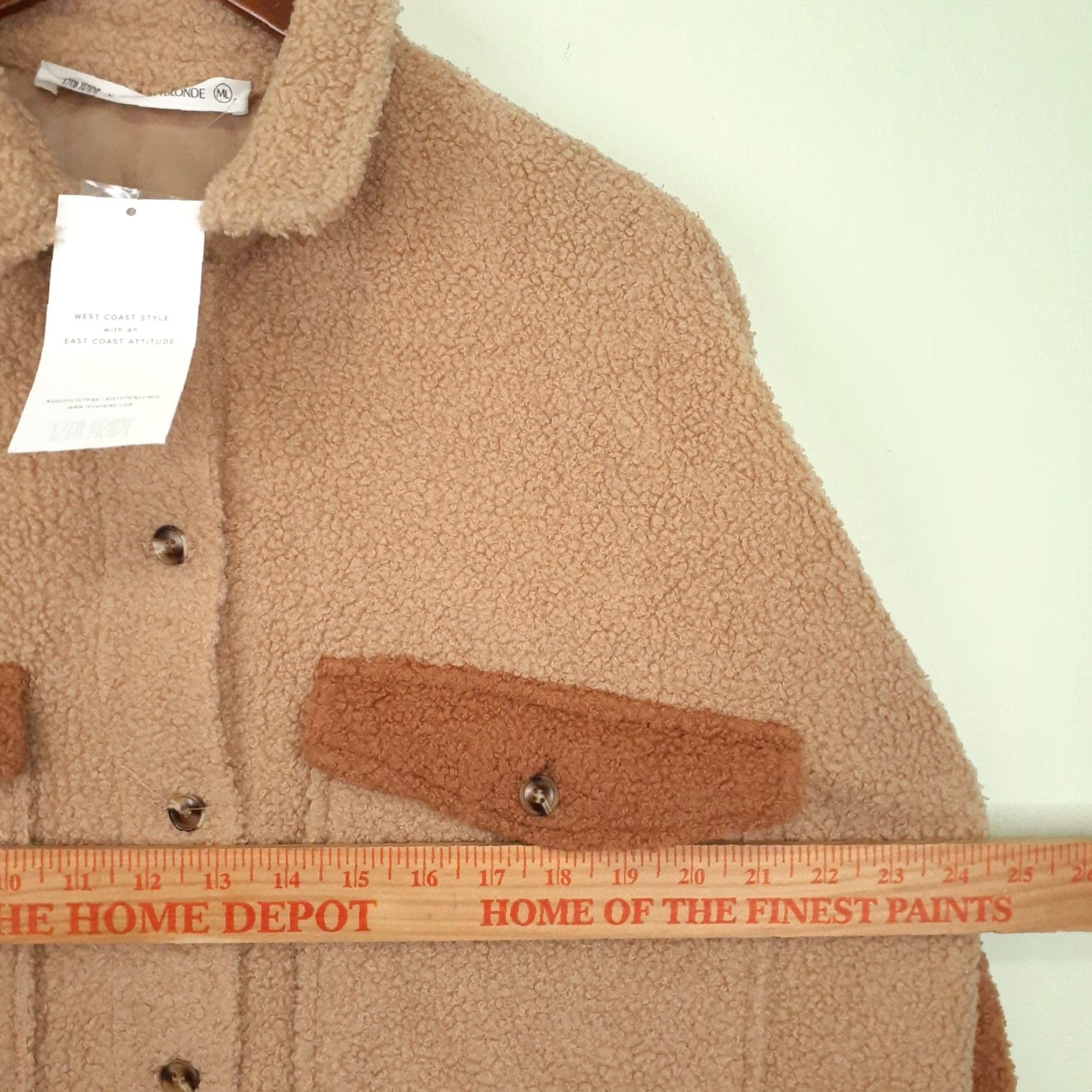 Vintage 12th Tribe Shacket Womens L Oversized Brown Long Sleeve Fleece Button Up Satin Lined Polyester Size L / US 10 / IT 46 - 4 Thumbnail